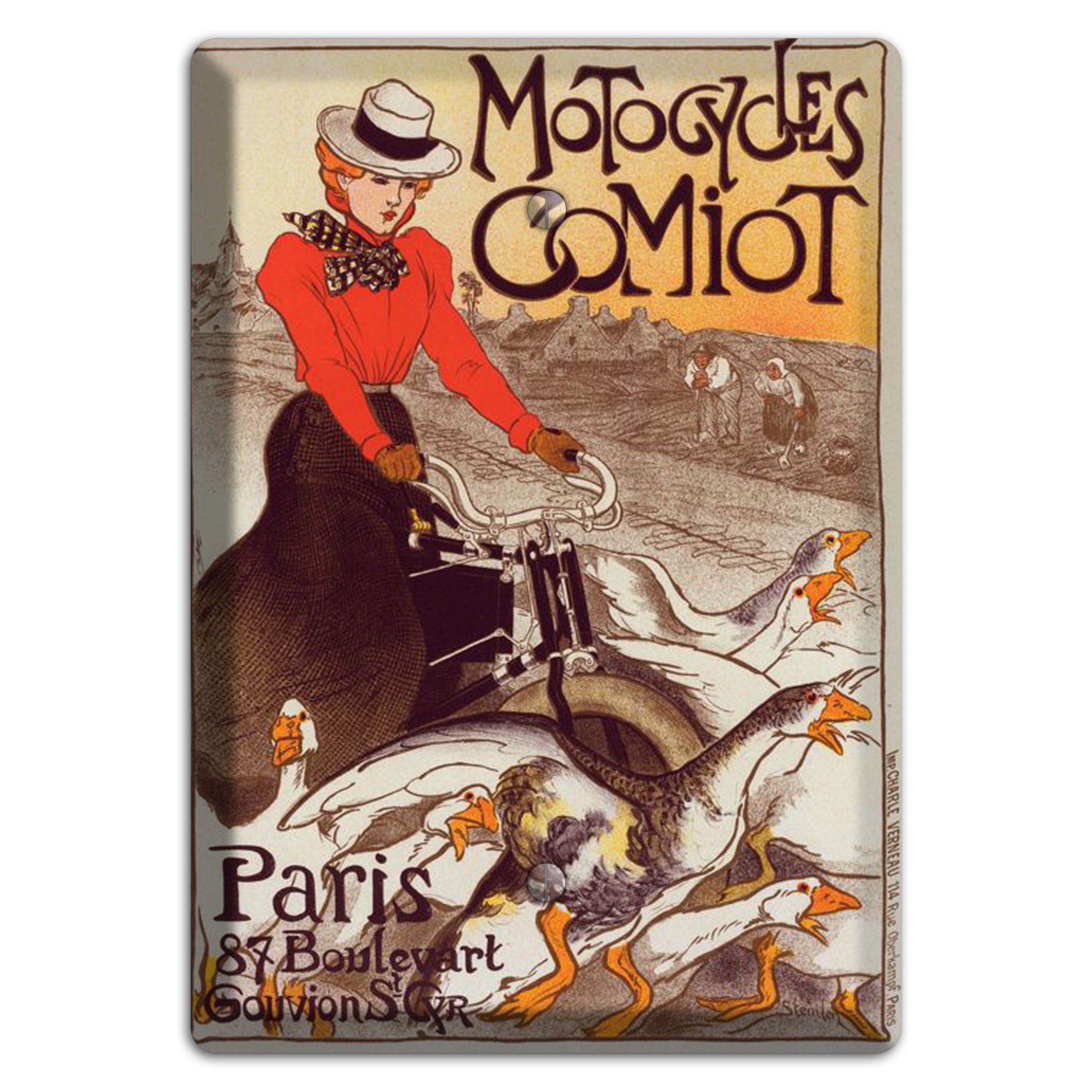 Steinlen Motocycles Vintage Poster Blank Wallplate