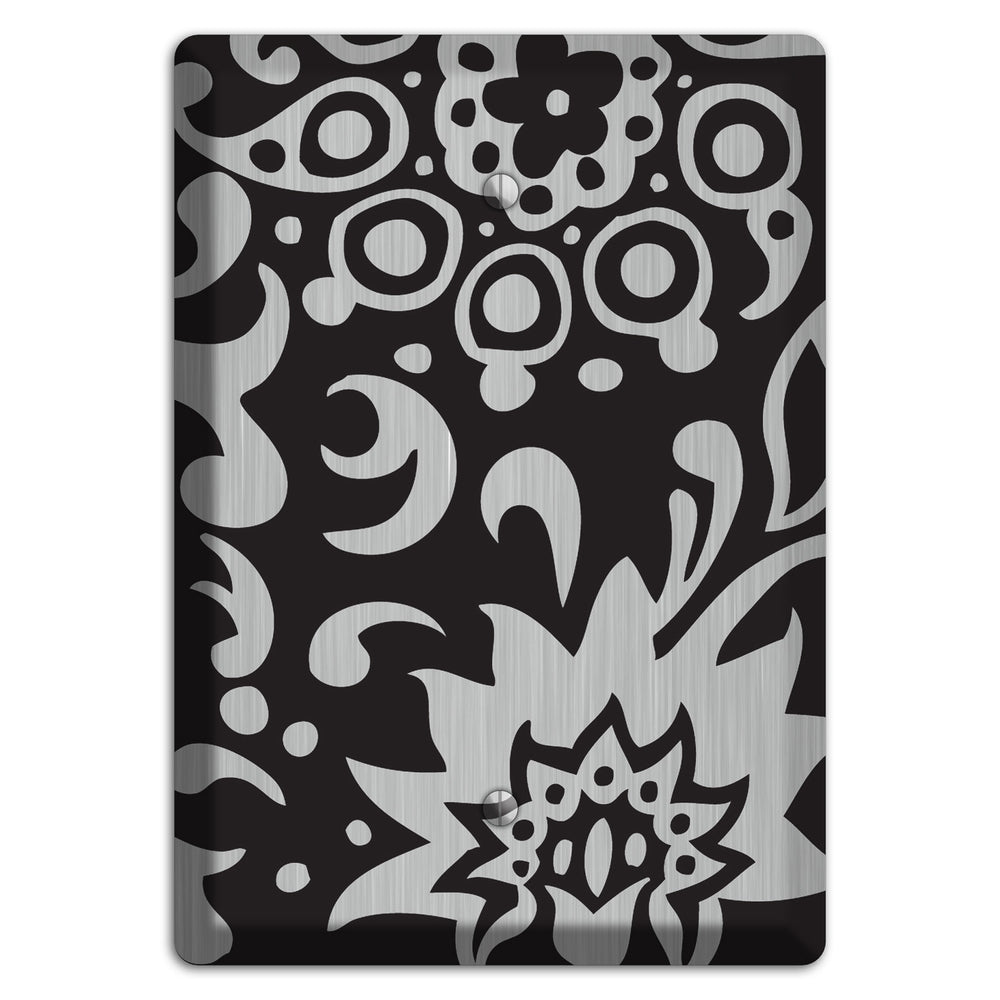 Black Boteh Stainless Steel Blank Wallplate