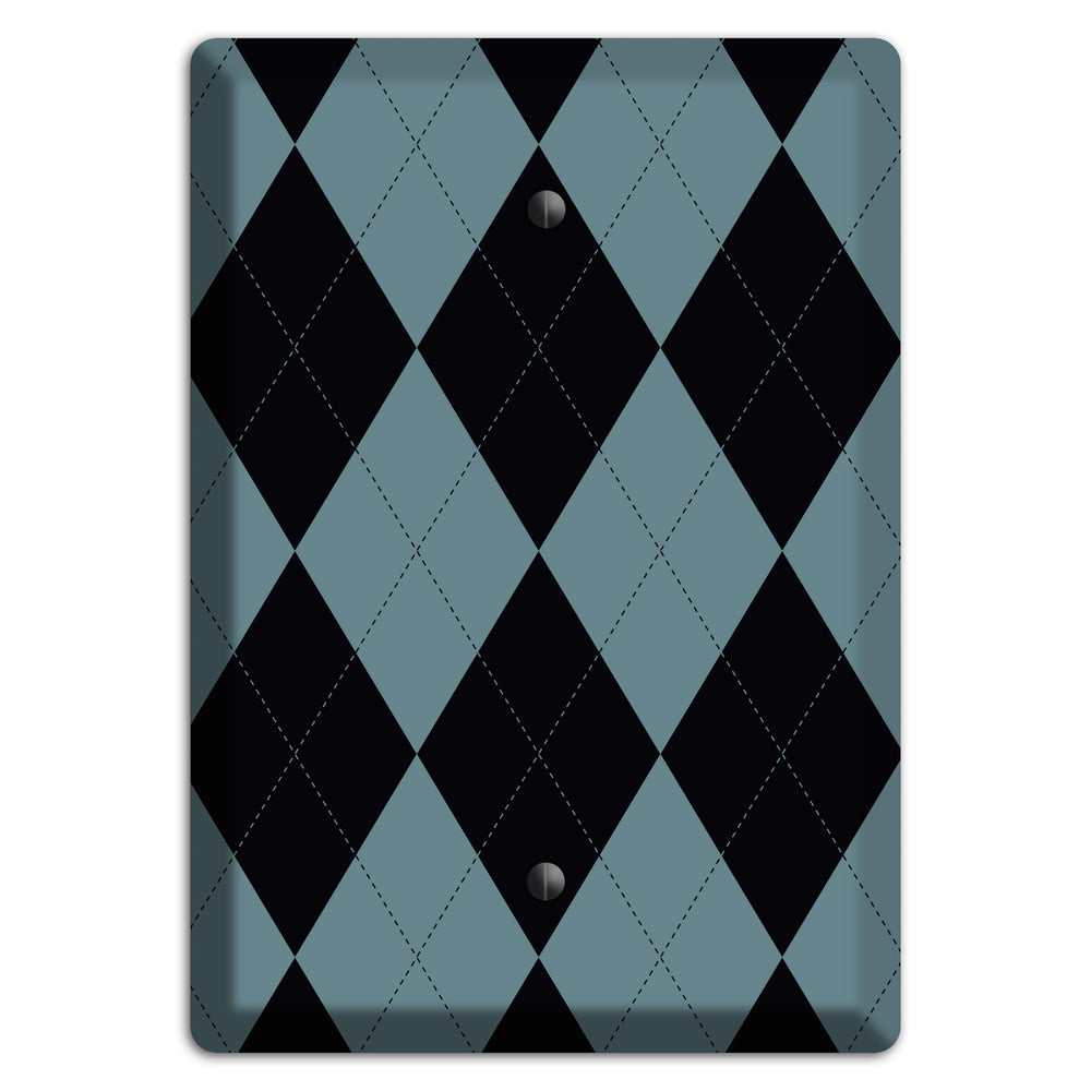 Blue and Black Argyle Blank Wallplate