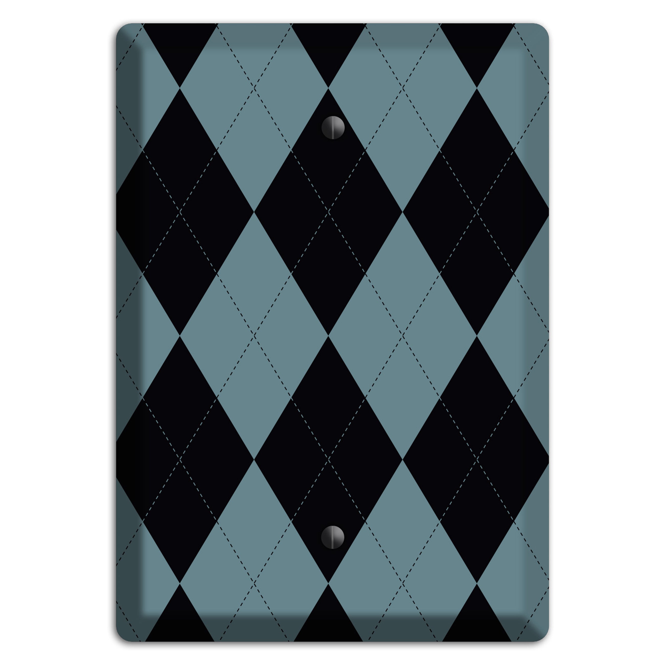 Blue and Black Argyle Blank Wallplate