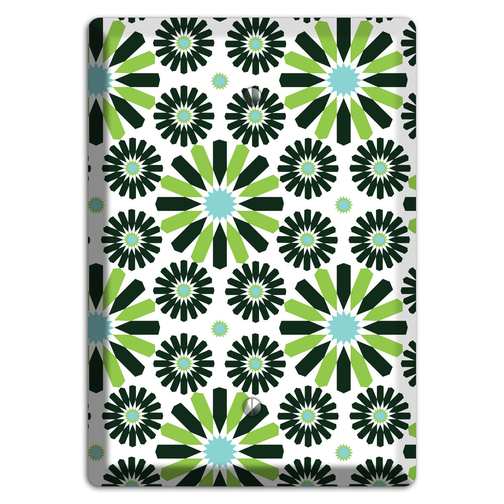 Lime and Teal Scandinavian Floral 2 Blank Wallplate