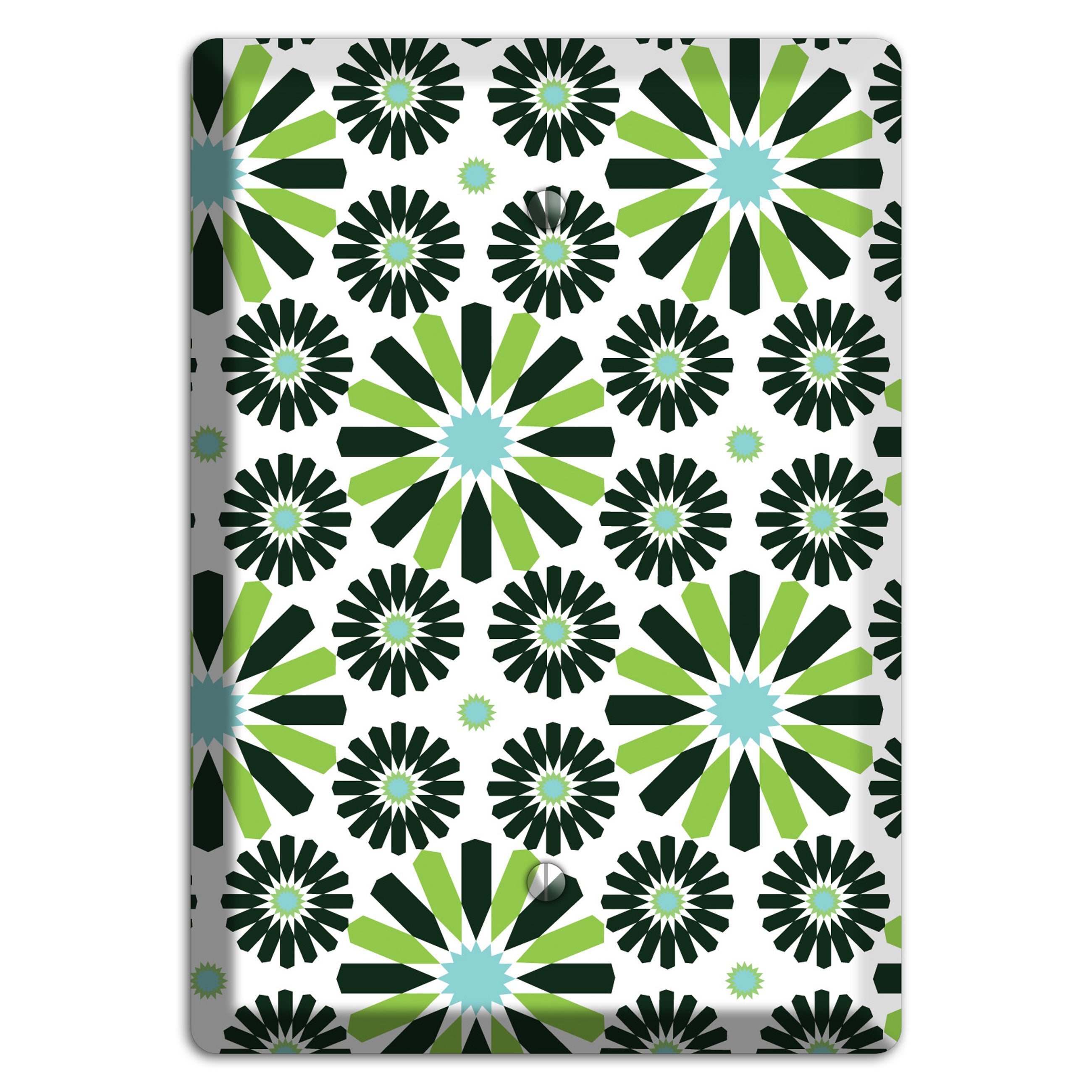 Lime and Teal Scandinavian Floral 2 Blank Wallplate
