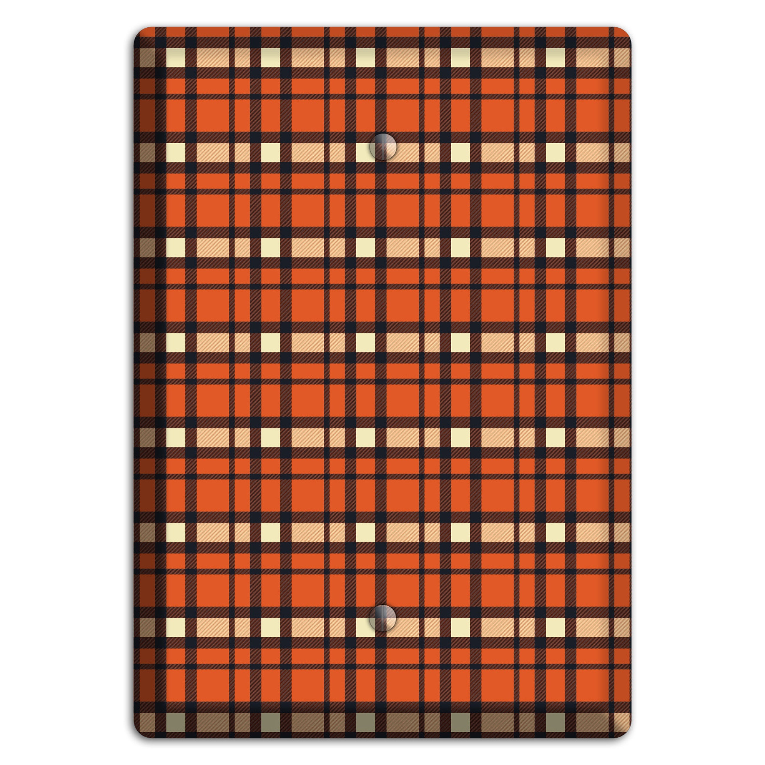 Orange Plaid Blank Wallplate