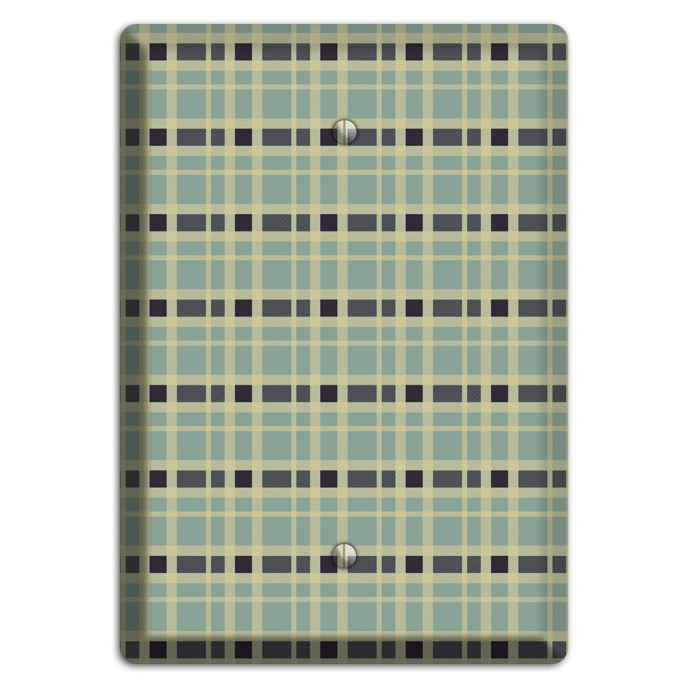 Sage and Black Plaid Blank Wallplate