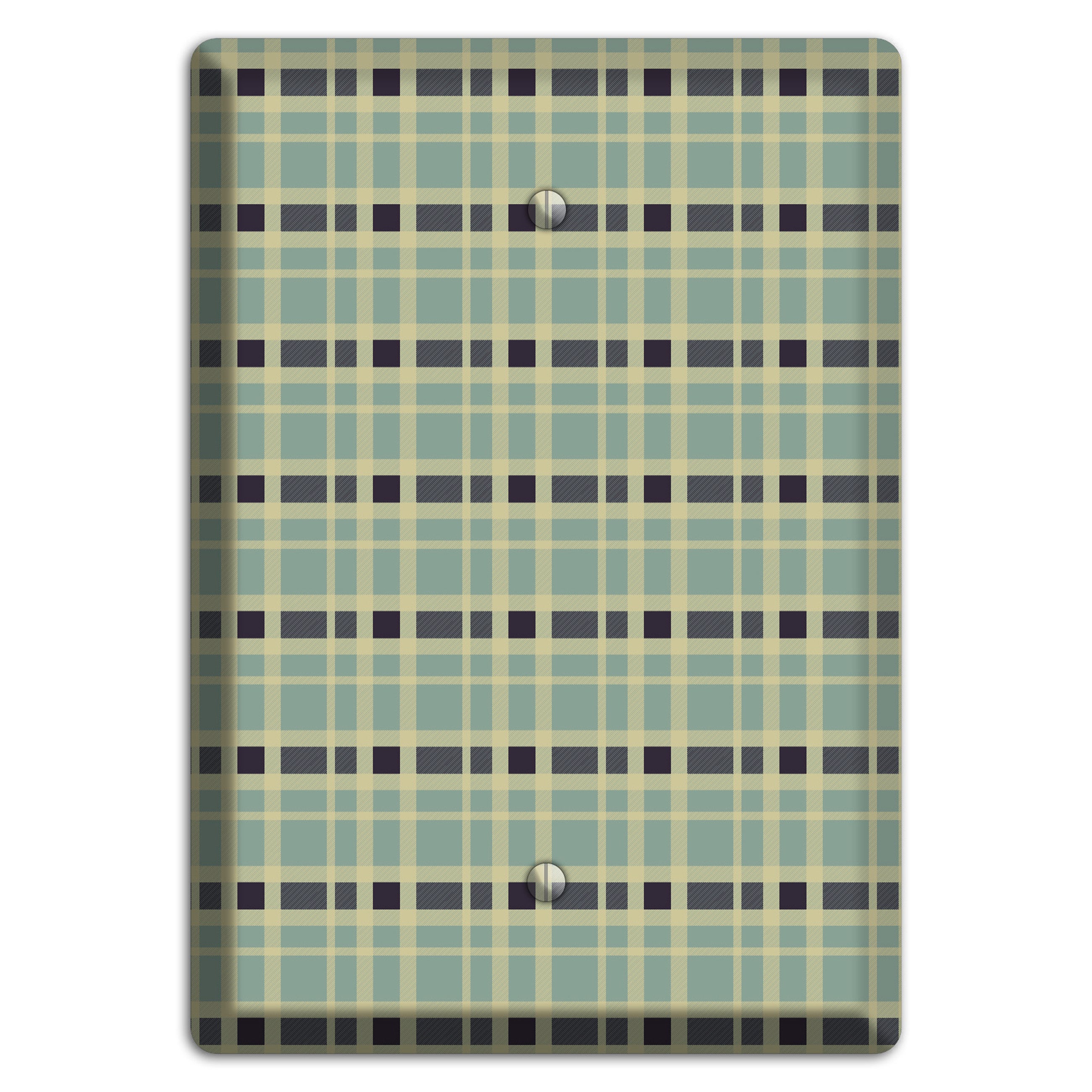 Sage and Black Plaid Blank Wallplate