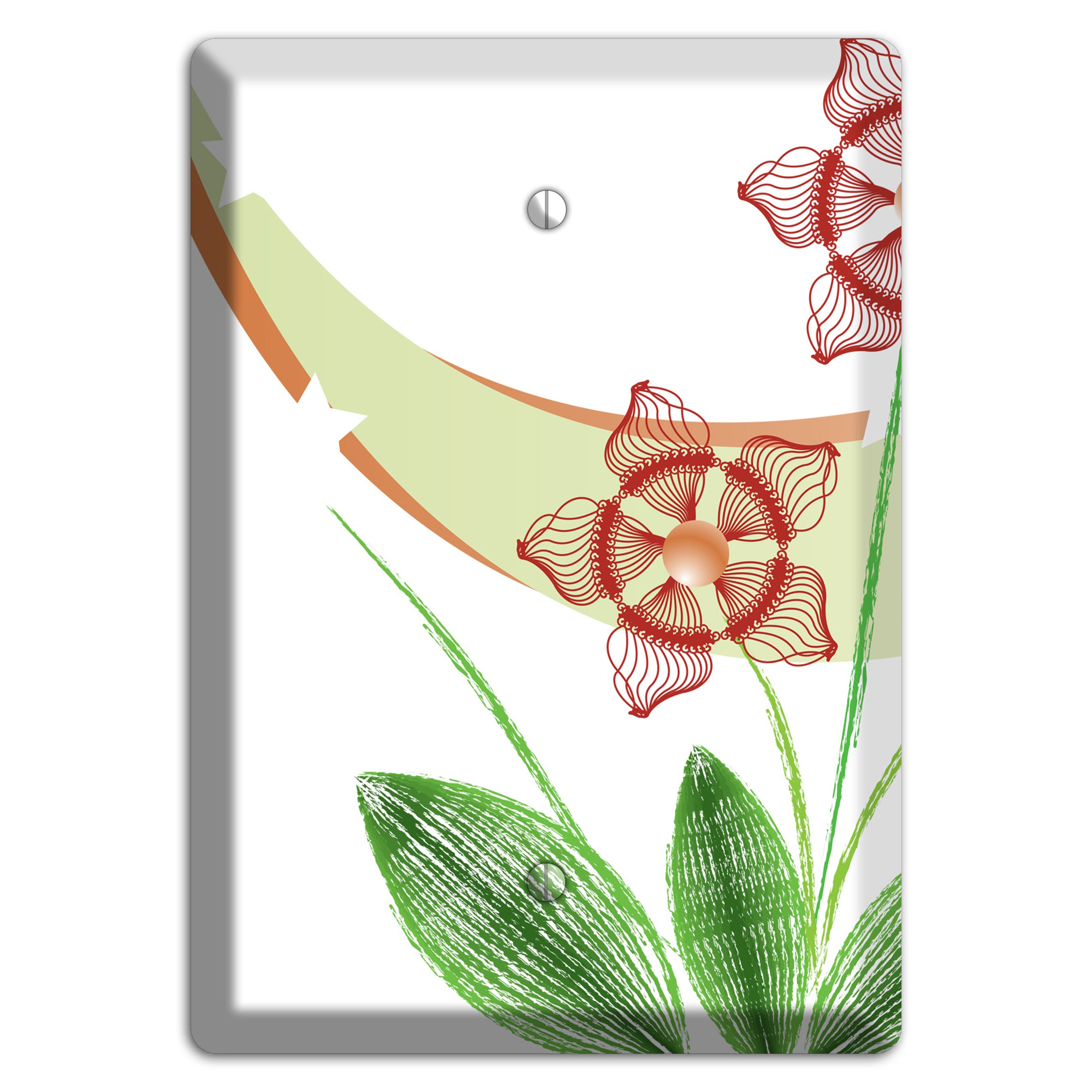 Green Abstract Flowers Blank Wallplate