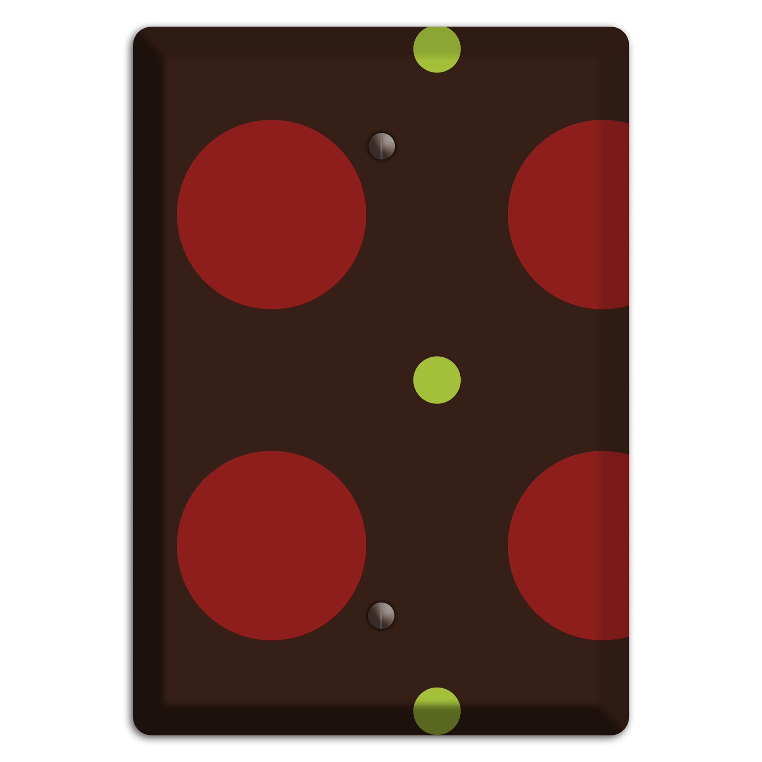 Brown with Red and Green Multi Medium Polka Dots Blank Wallplate
