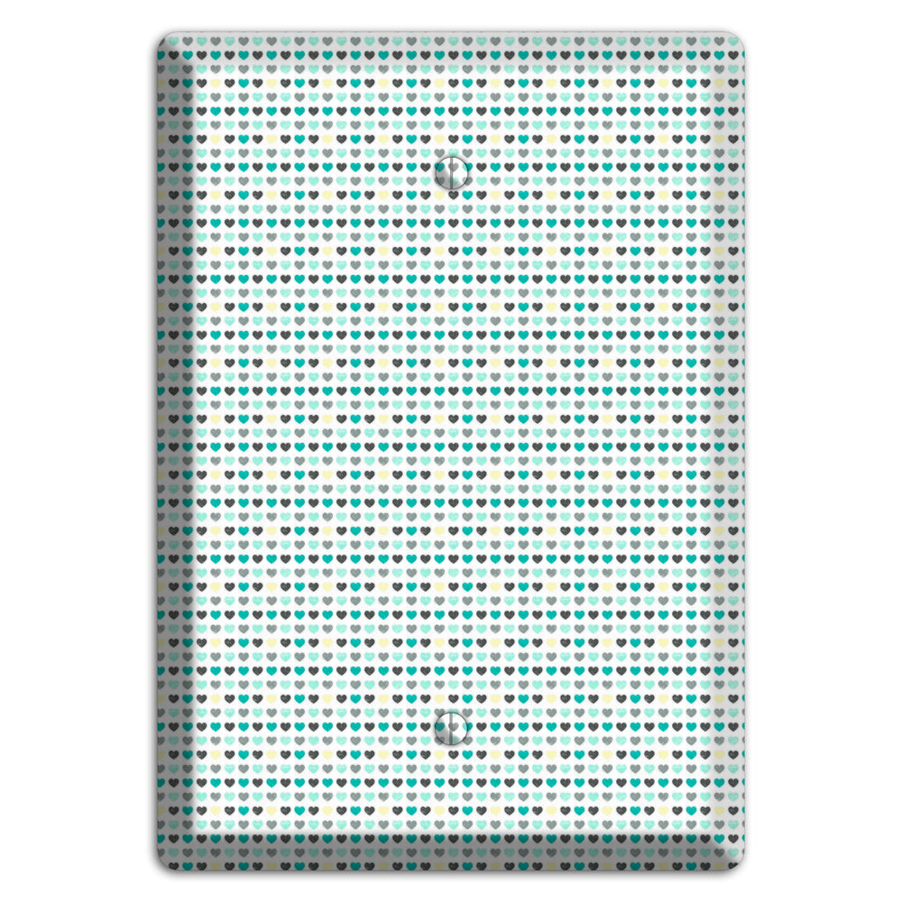 Multi Teal Grey Yellow Optical Hearts Blank Wallplate