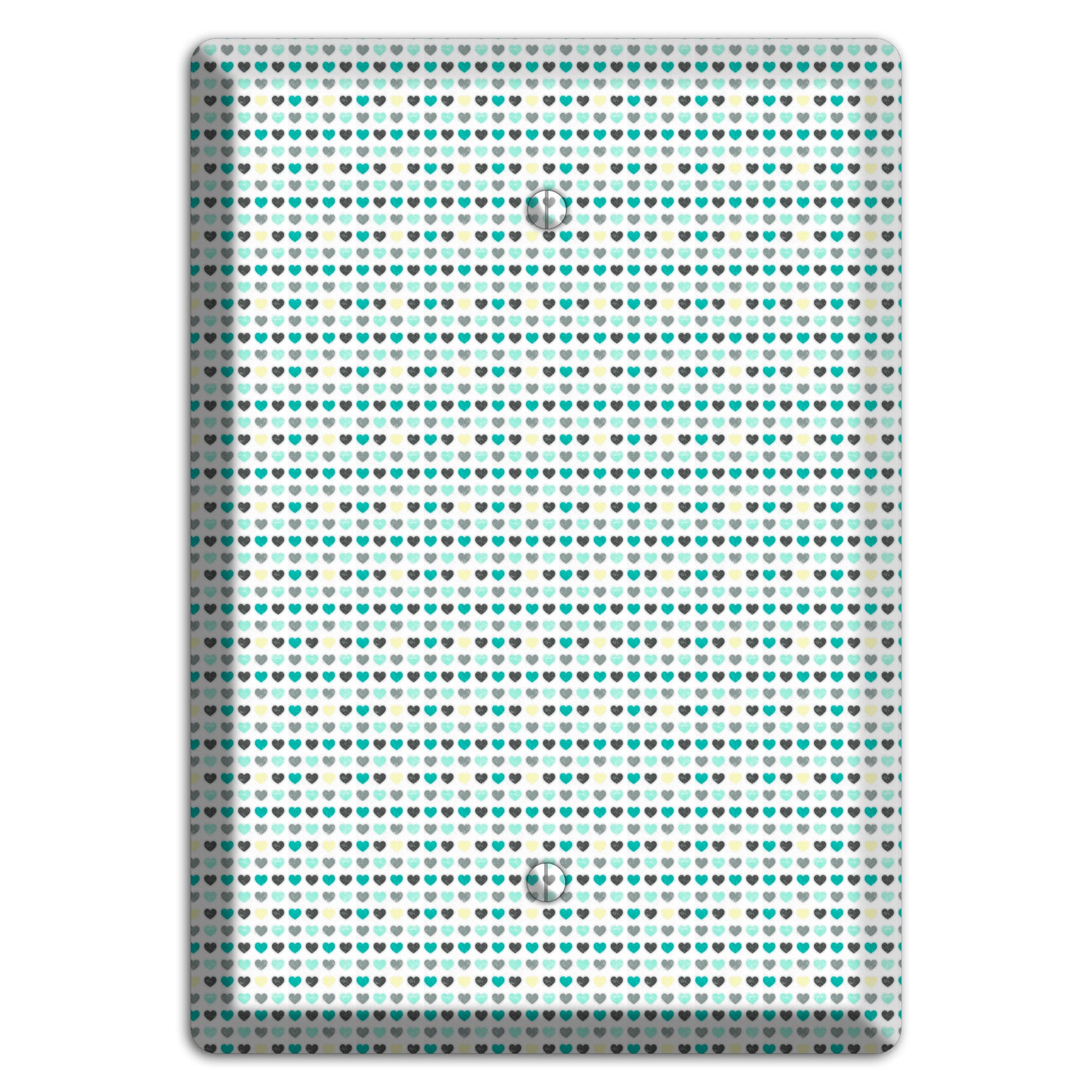 Multi Teal Grey Yellow Optical Hearts Blank Wallplate