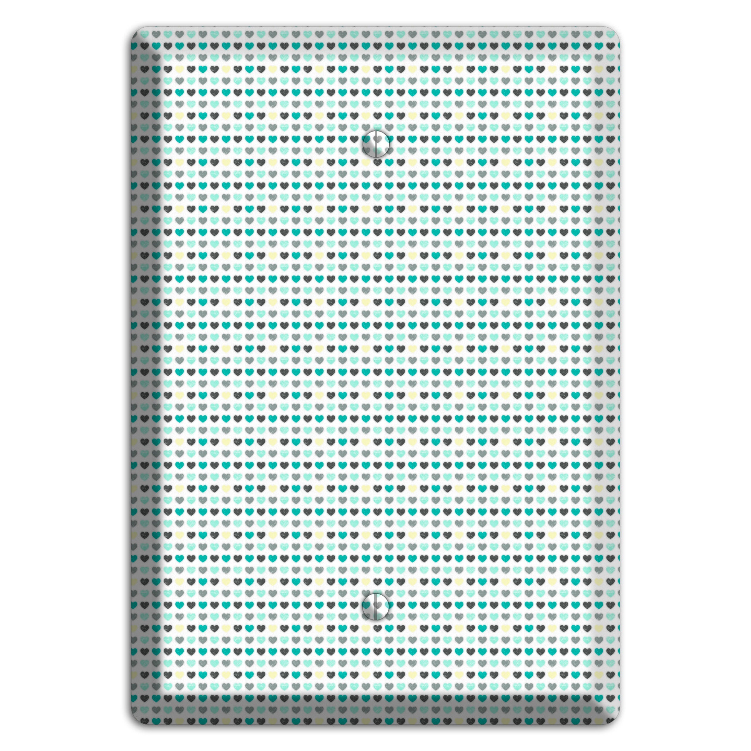Multi Teal Grey Yellow Optical Hearts Blank Wallplate