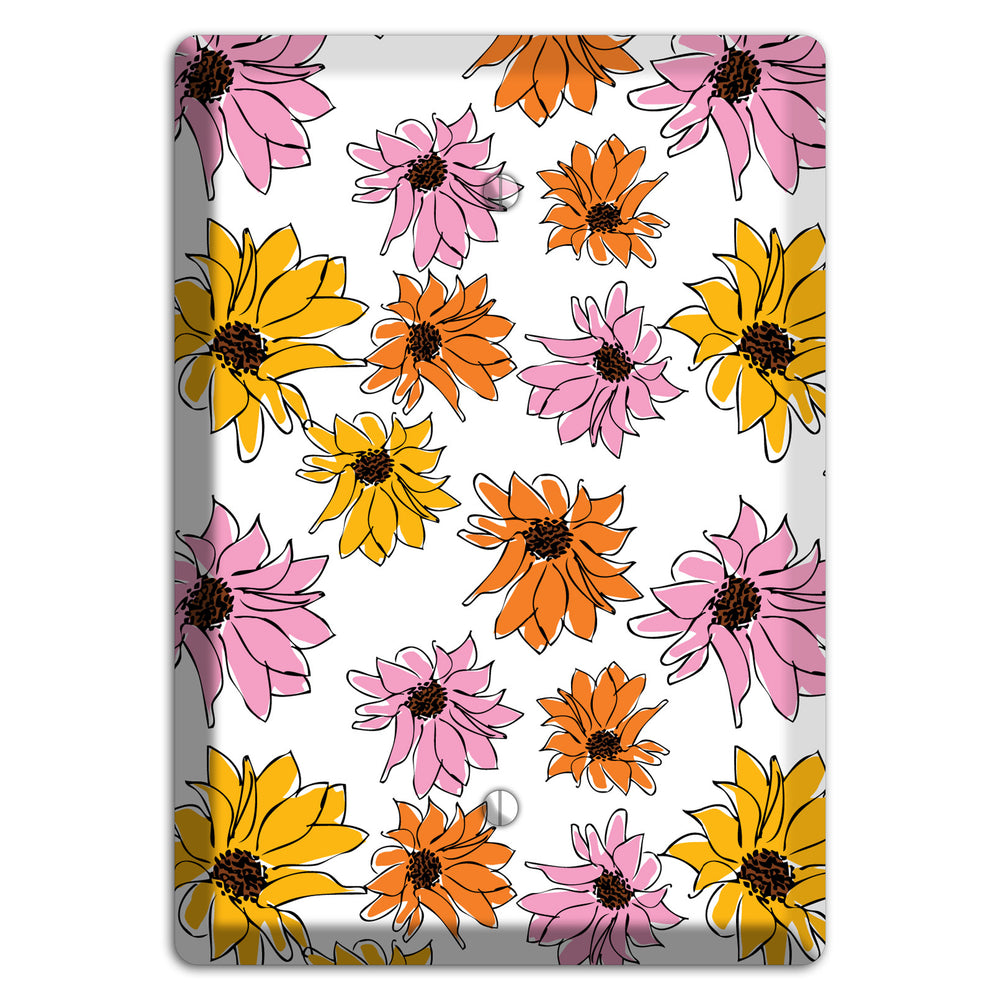 Pink Orange Yellow Flowers Blank Wallplate