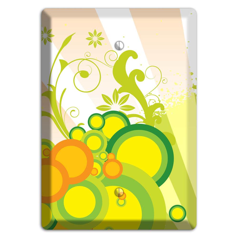 Green Yellow Orange Retro Sprig Blank Wallplate