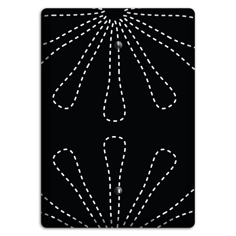 Black with White Retro Stipple Floral Contour Blank Wallplate