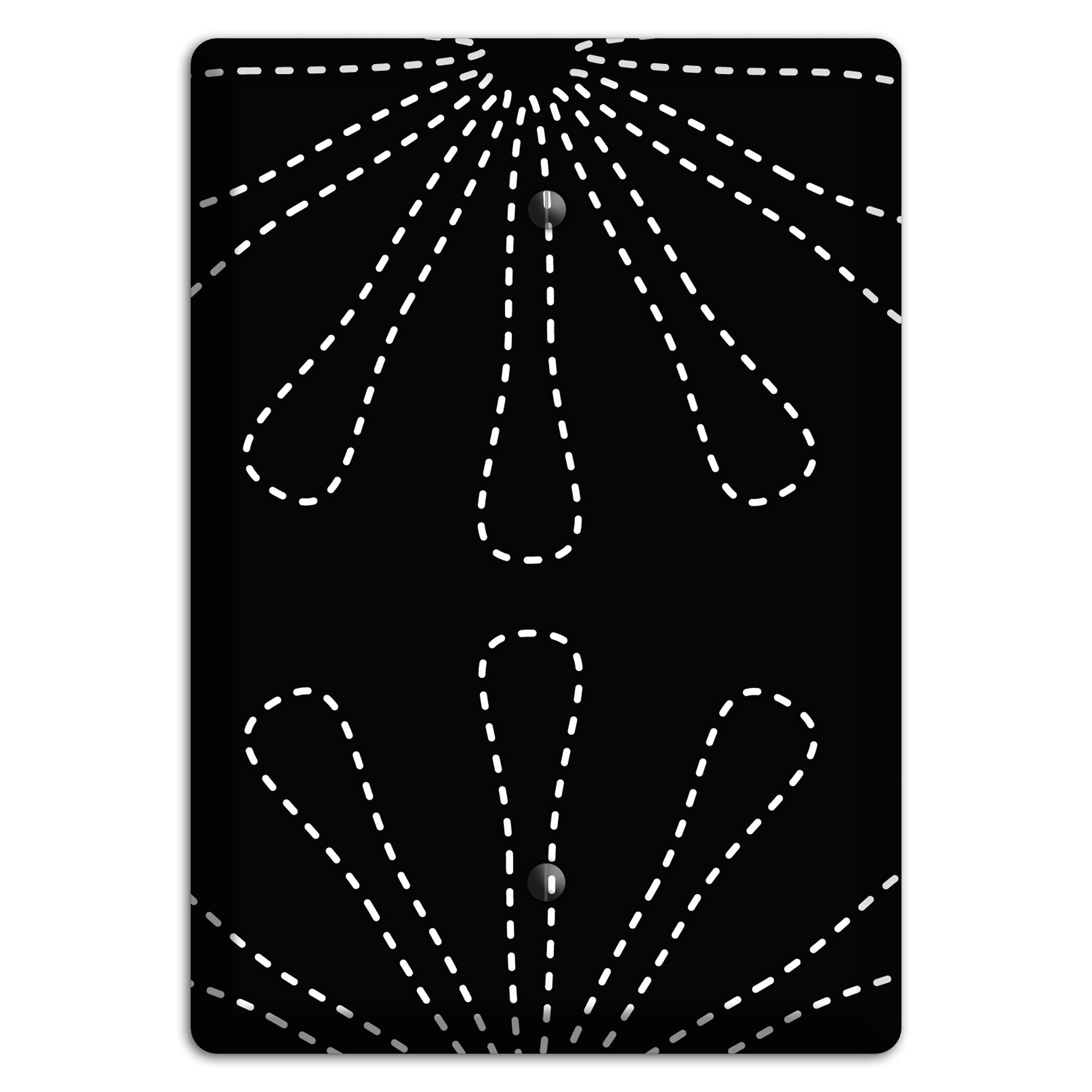 Black with White Retro Stipple Floral Contour Blank Wallplate