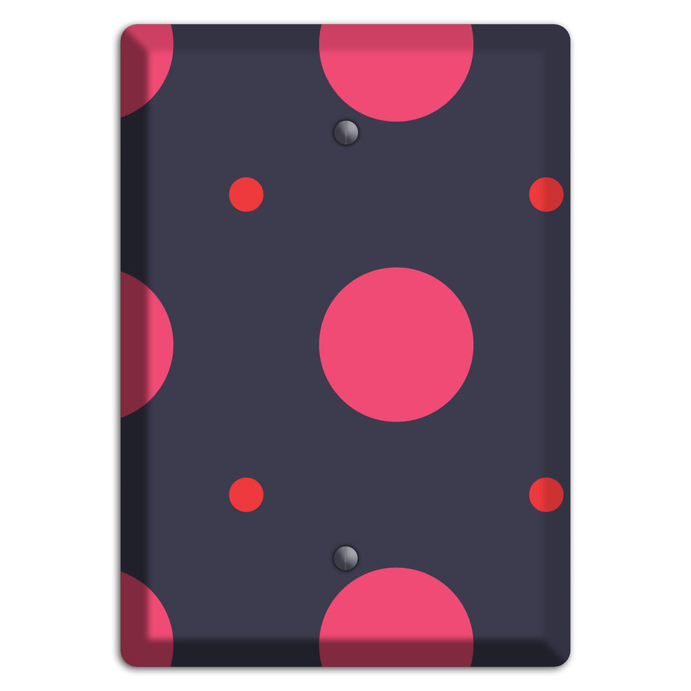 Dark Grey with Fuschia Multi Tiled Medium Dots Blank Wallplate