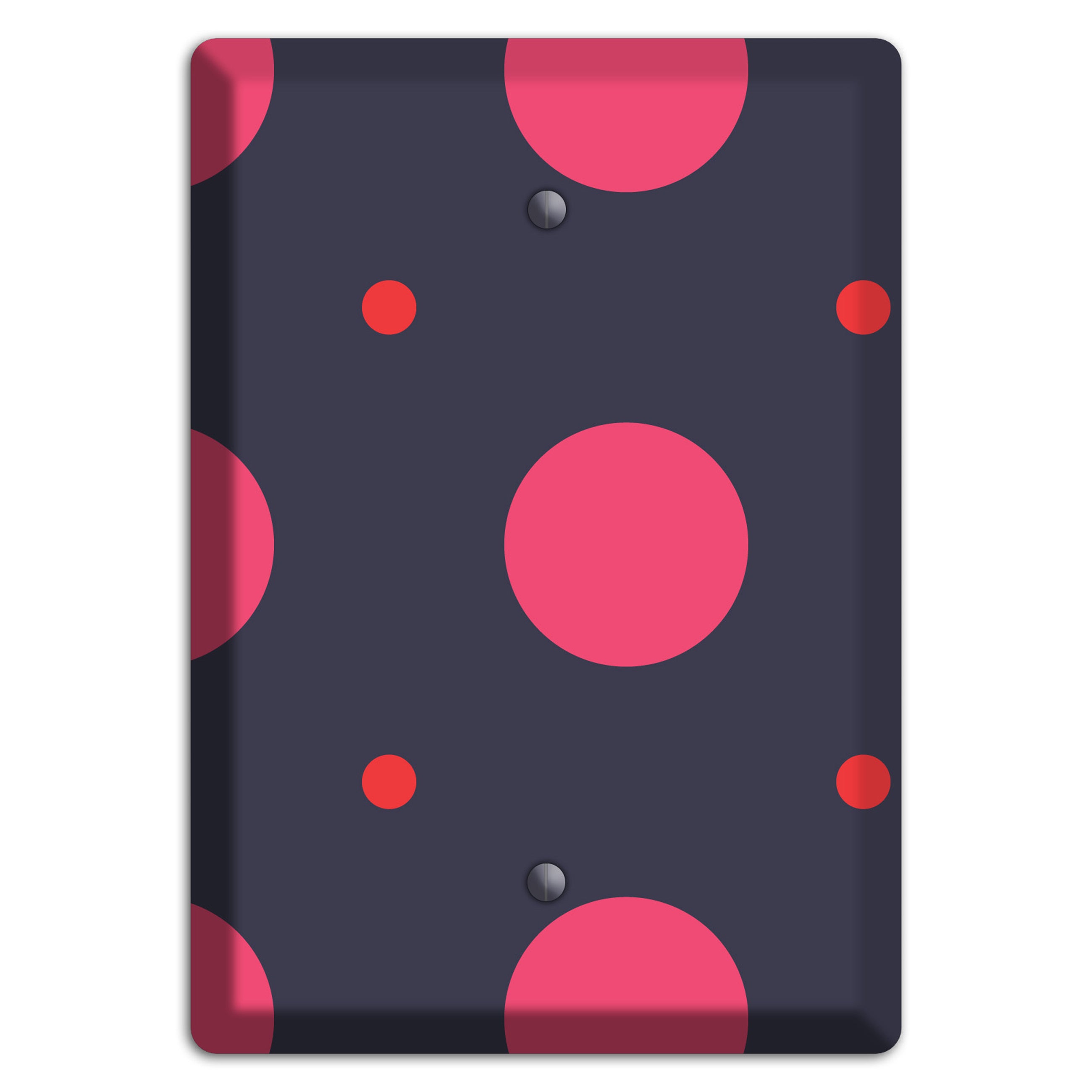Dark Grey with Fuschia Multi Tiled Medium Dots Blank Wallplate