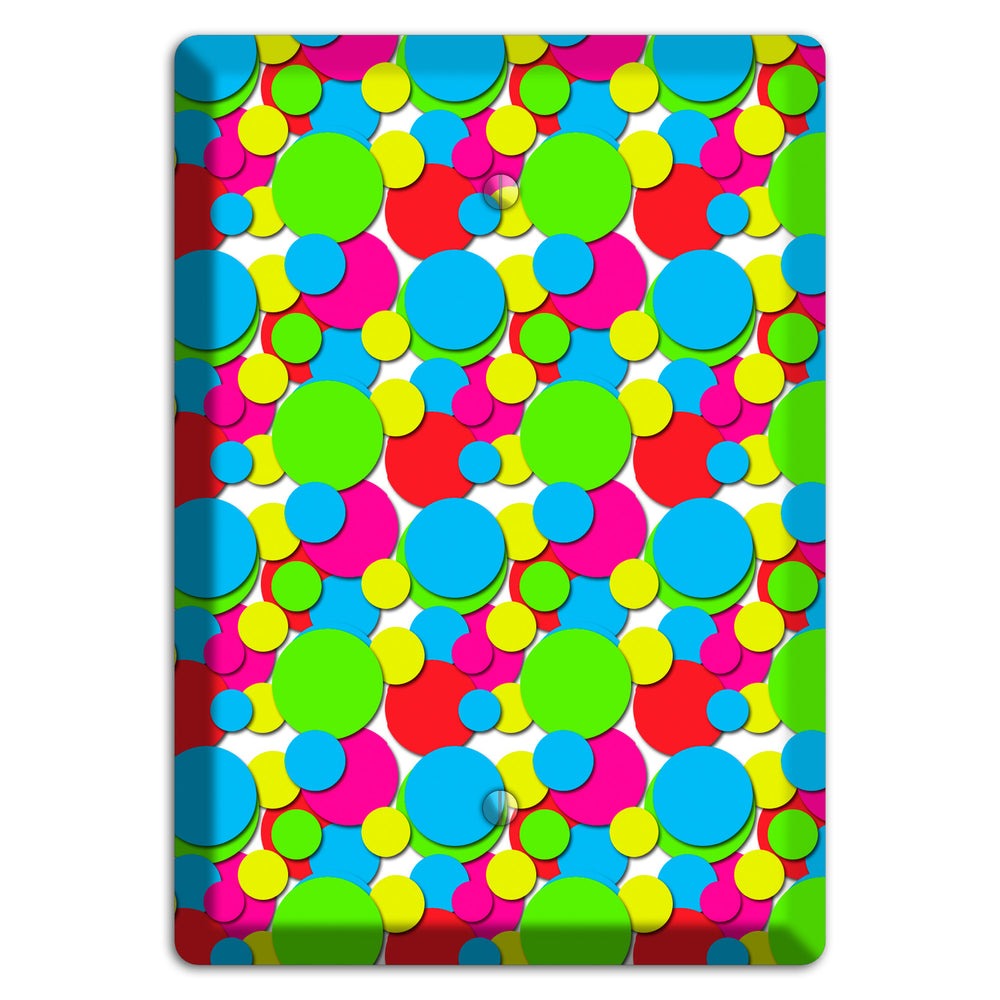 Turquoise Fuschia Lime Red Yellow Bubble Dots Blank Wallplate
