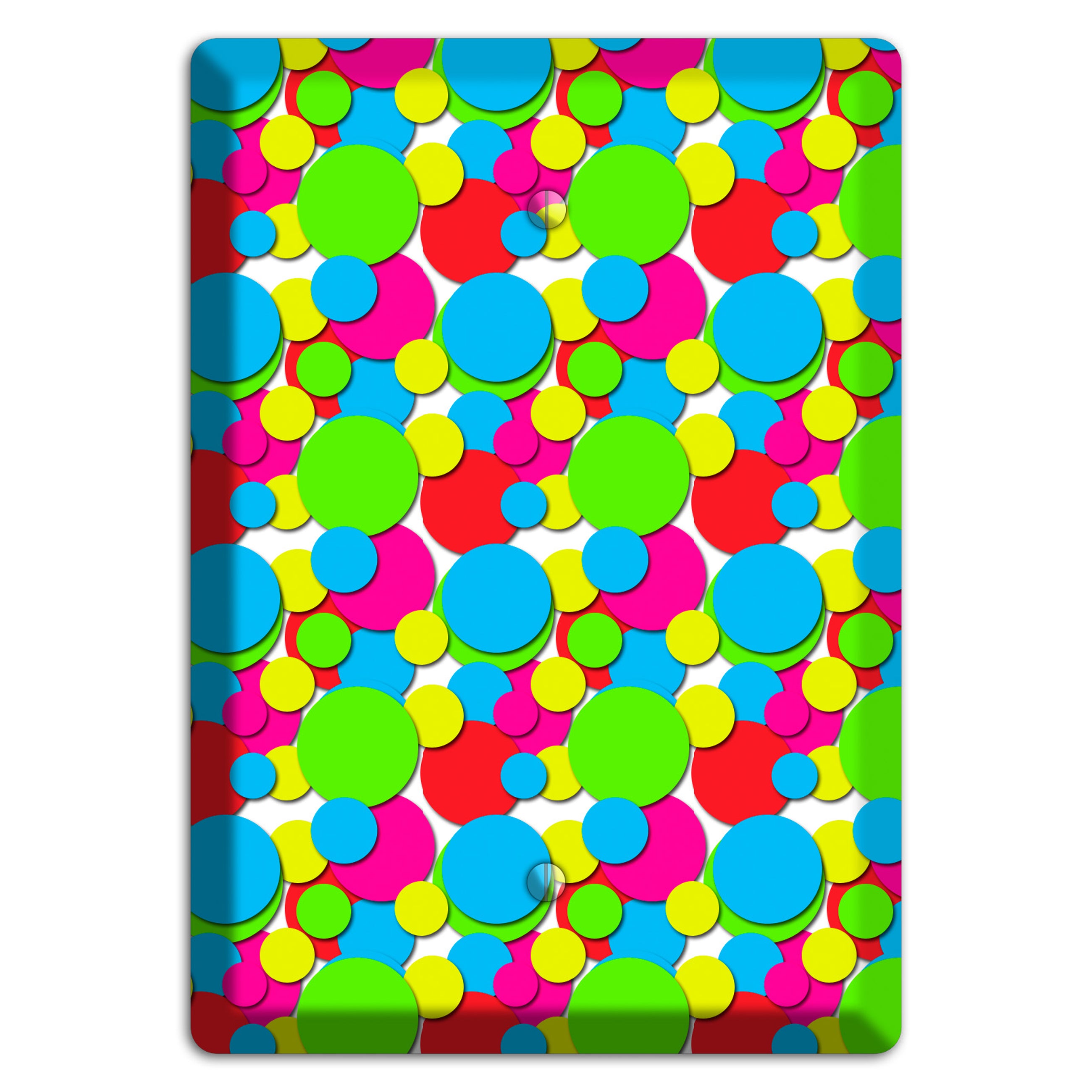 Turquoise Fuschia Lime Red Yellow Bubble Dots Blank Wallplate