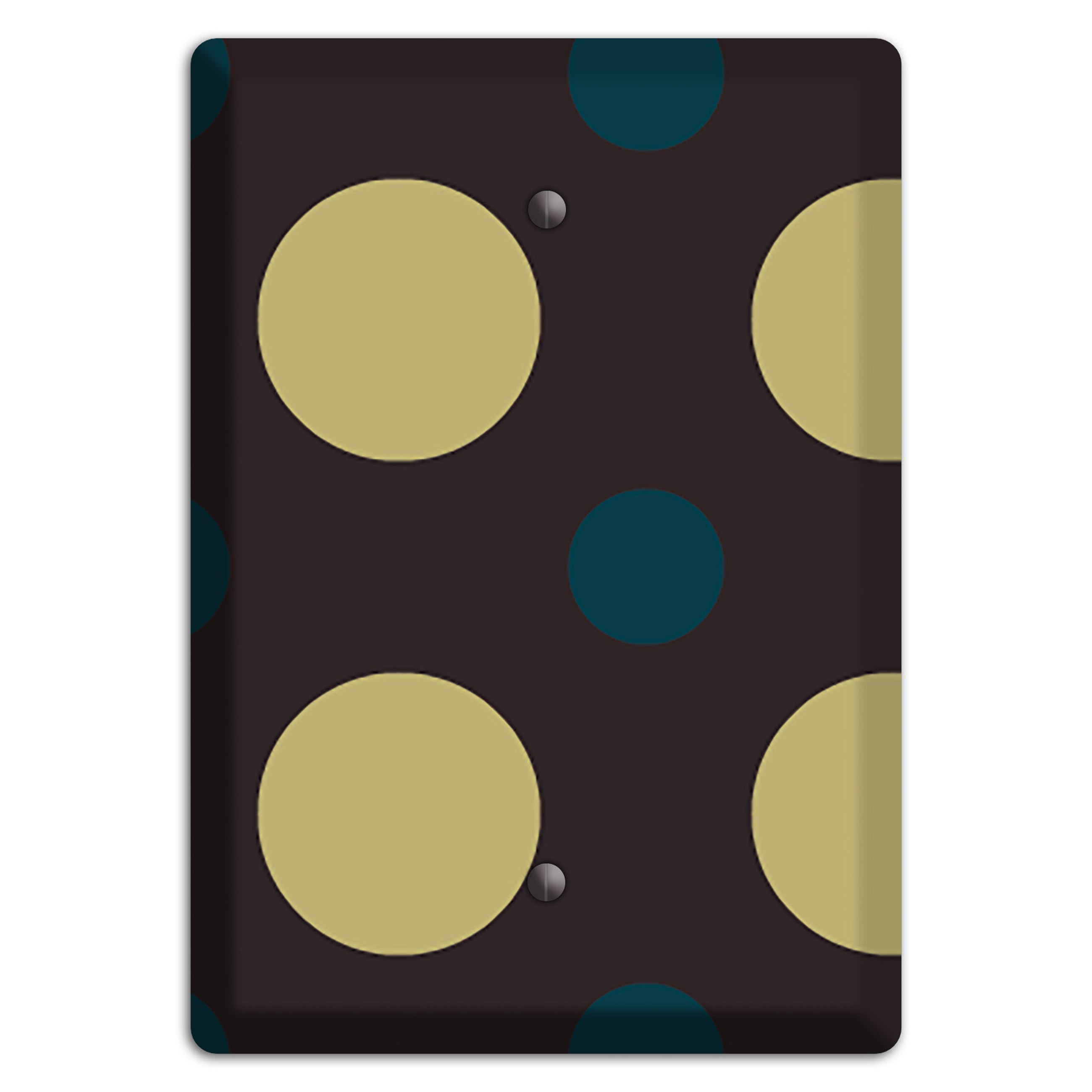 Brown with Olive and Dark Aqua Multi Polka Dots Blank Wallplate