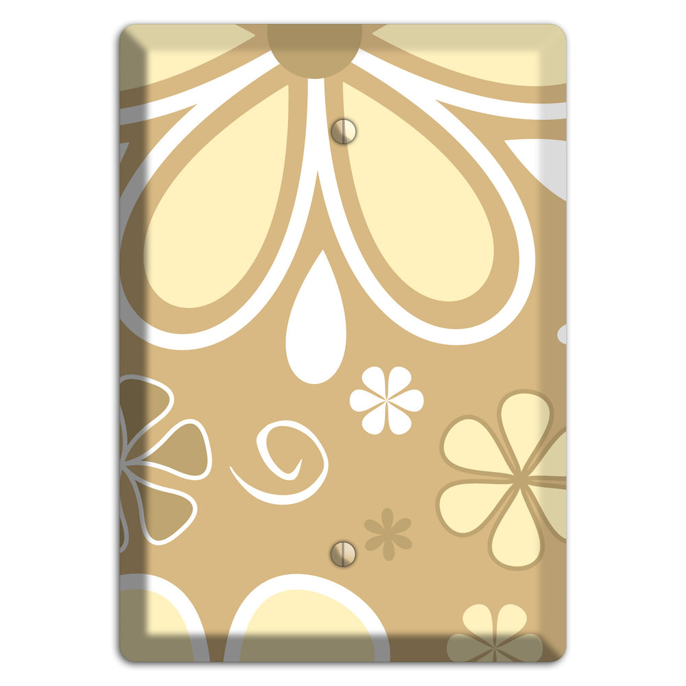 Beige Retro Flowers Blank Wallplate