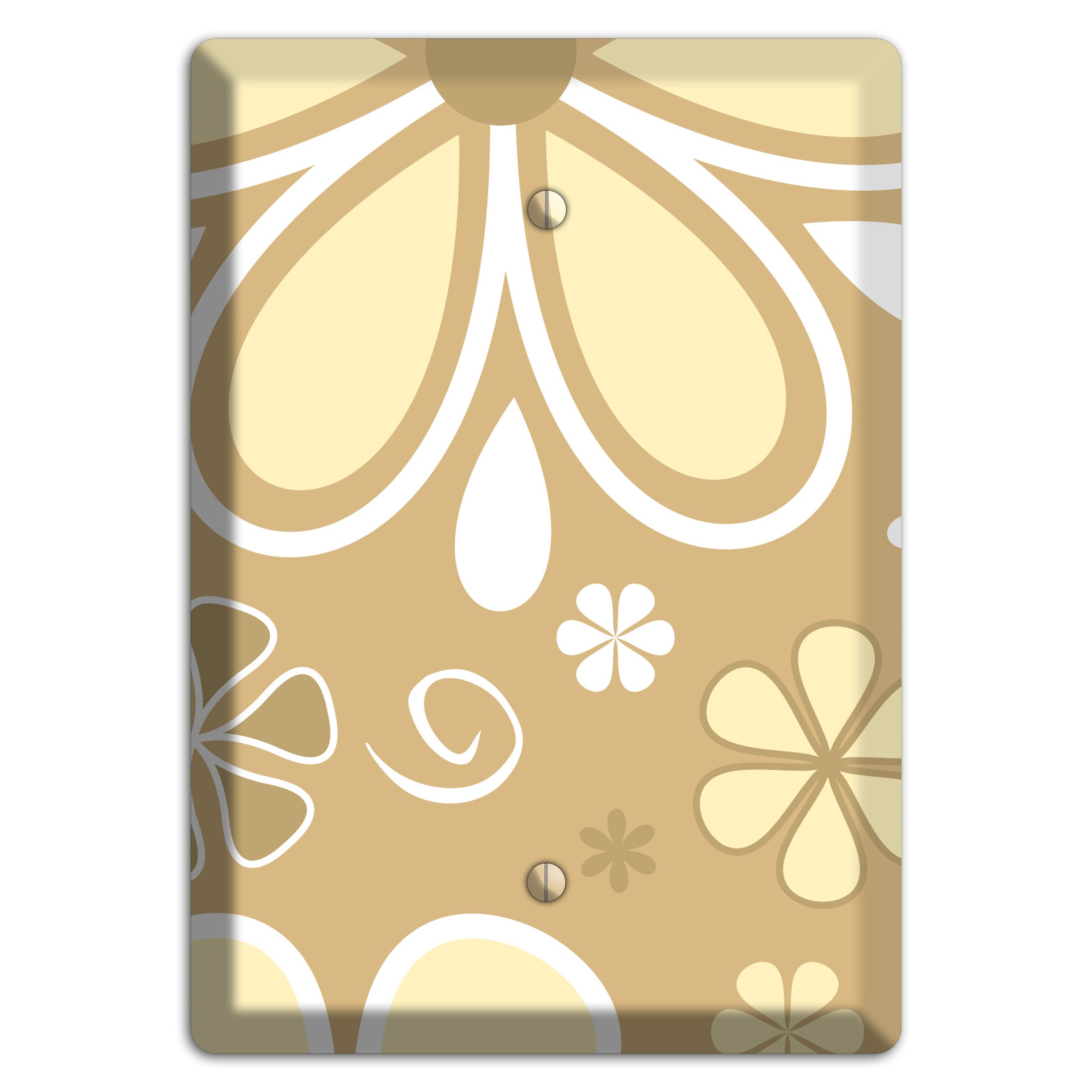 Beige Retro Flowers Blank Wallplate