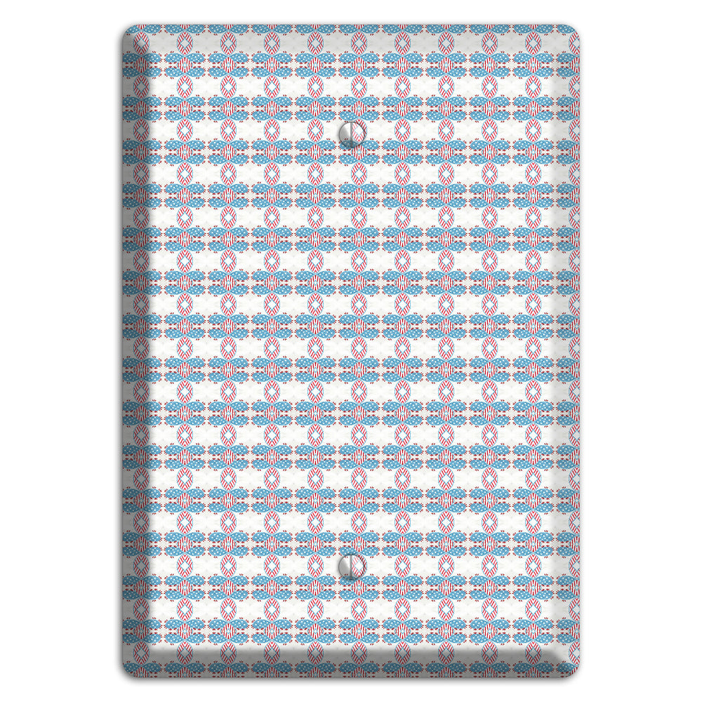White with Faded Blue and Red Tapestry Blank Wallplate