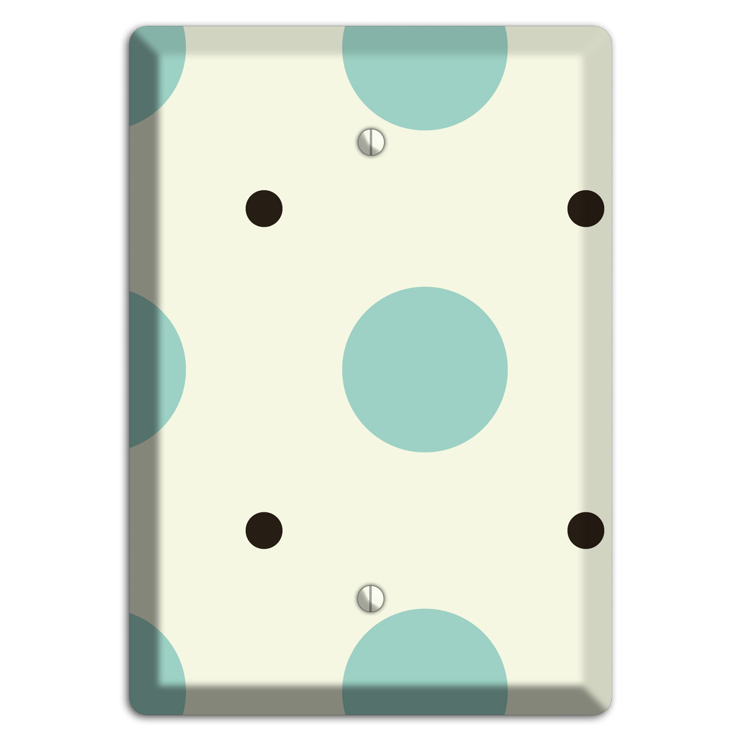 Soft Green with Aqua and Black Multi Tiled Medium Dots Blank Wallplate