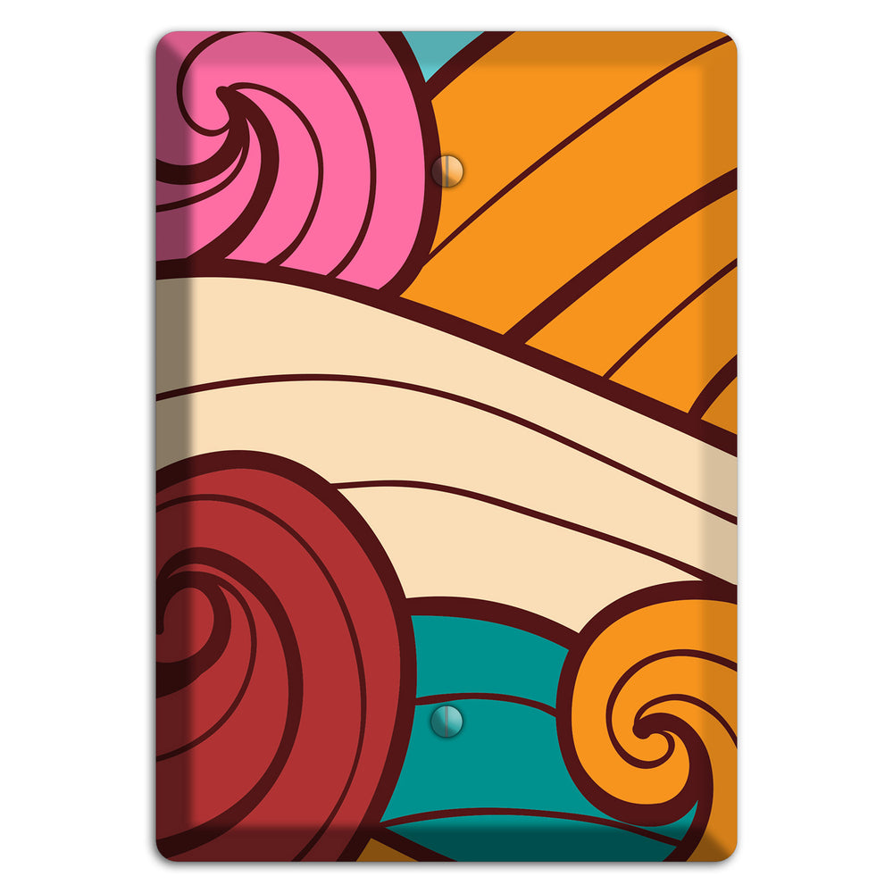 Abstract Curl Red & Cream Blank Wallplate