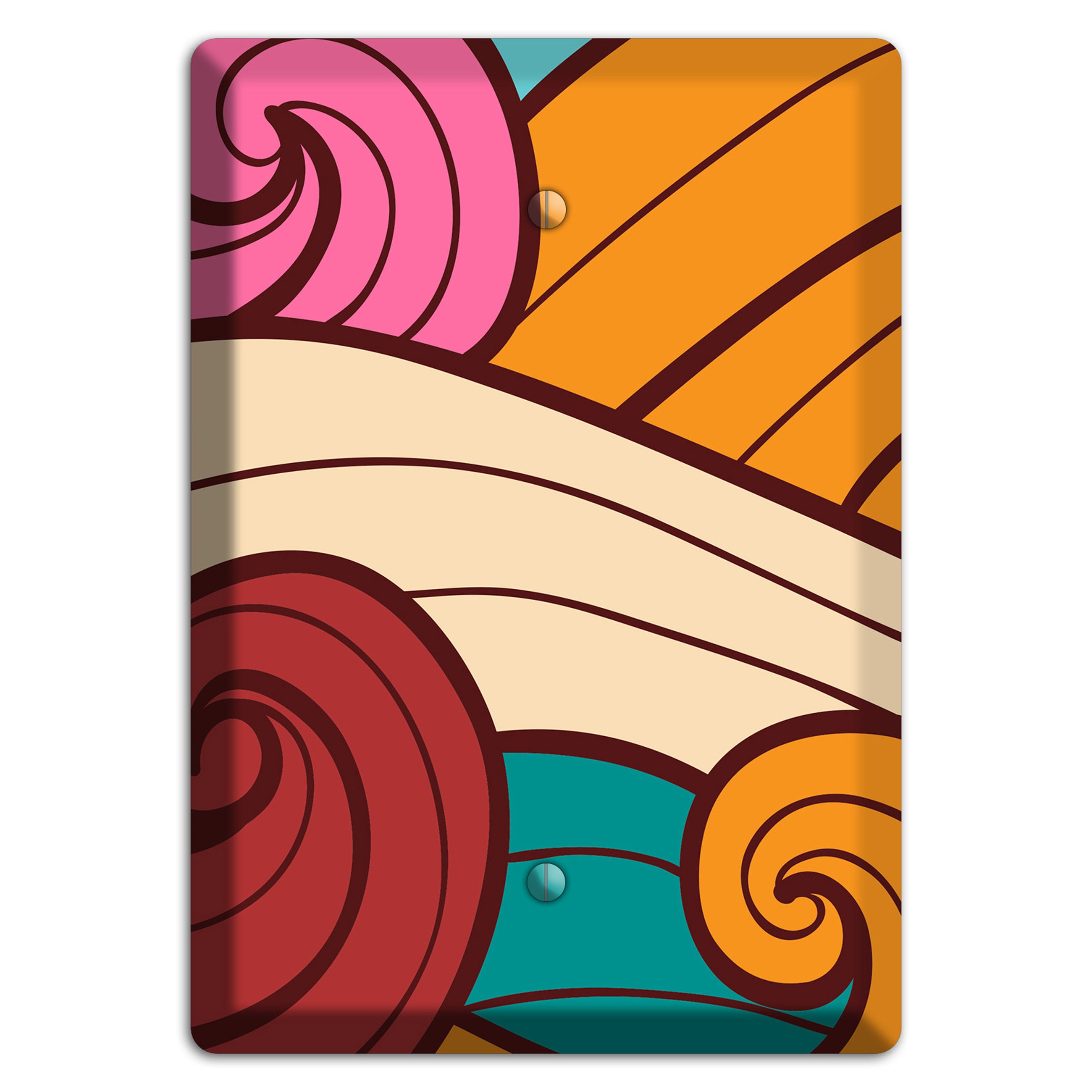 Abstract Curl Red & Cream Blank Wallplate