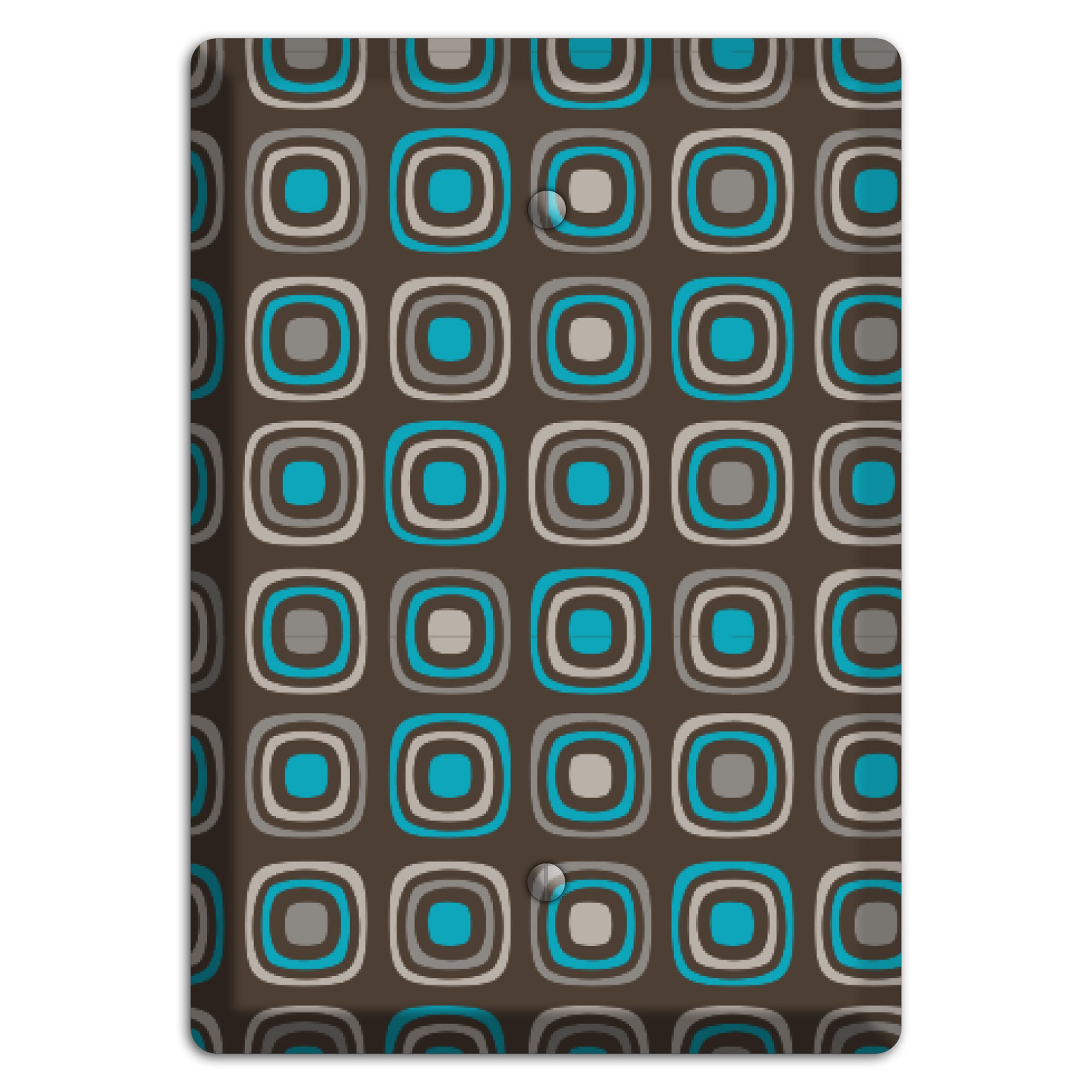Brown and Blue Rounded Squares Blank Wallplate