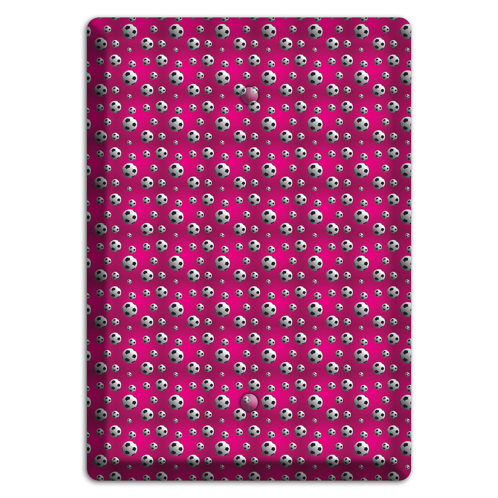 Fuschia with Soccer Balls Blank Wallplate