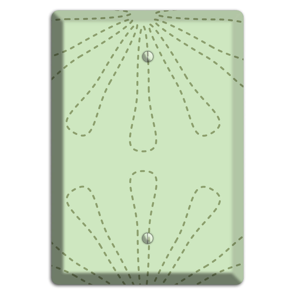 Sage Retro Stipple Floral Contour Blank Wallplate