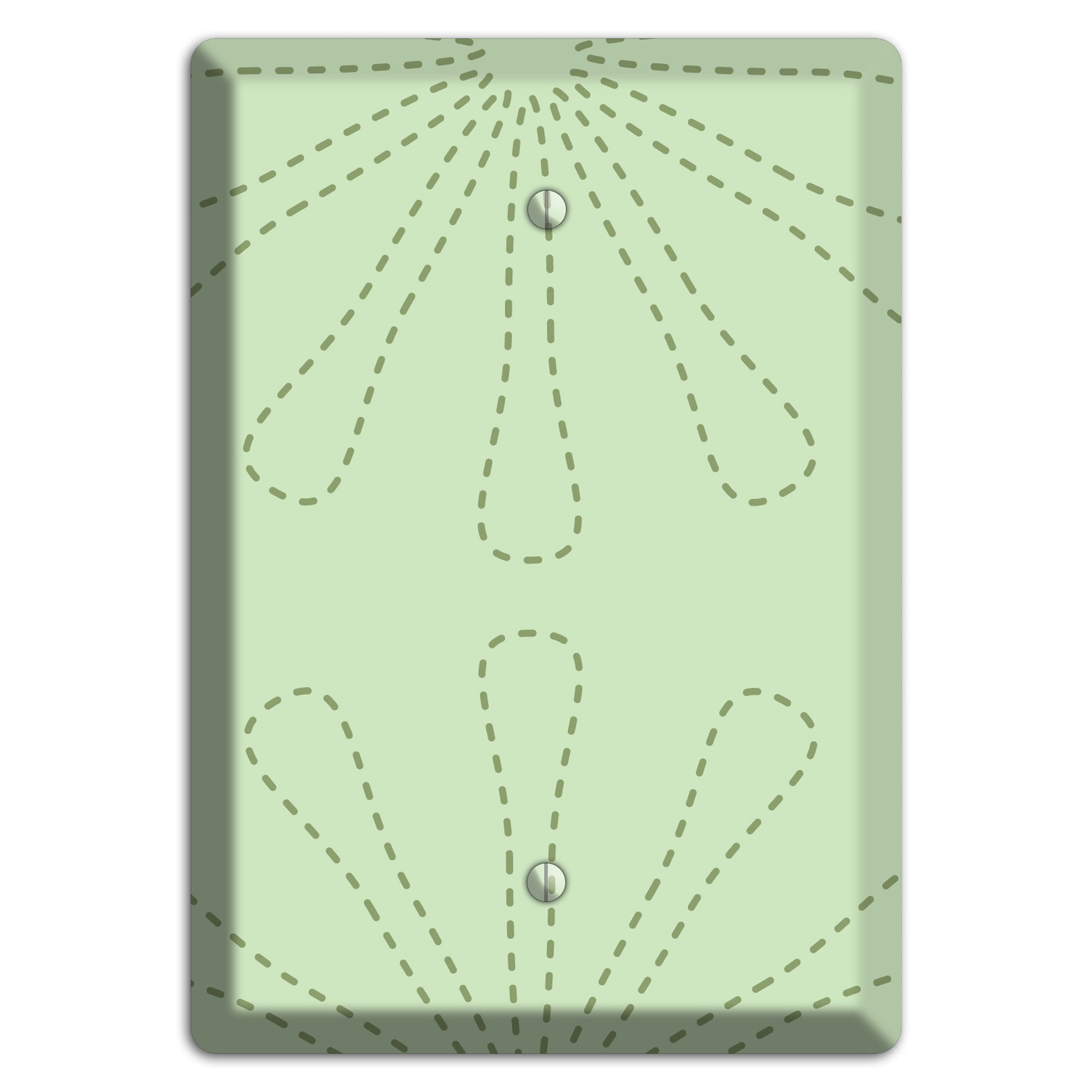 Sage Retro Stipple Floral Contour Blank Wallplate