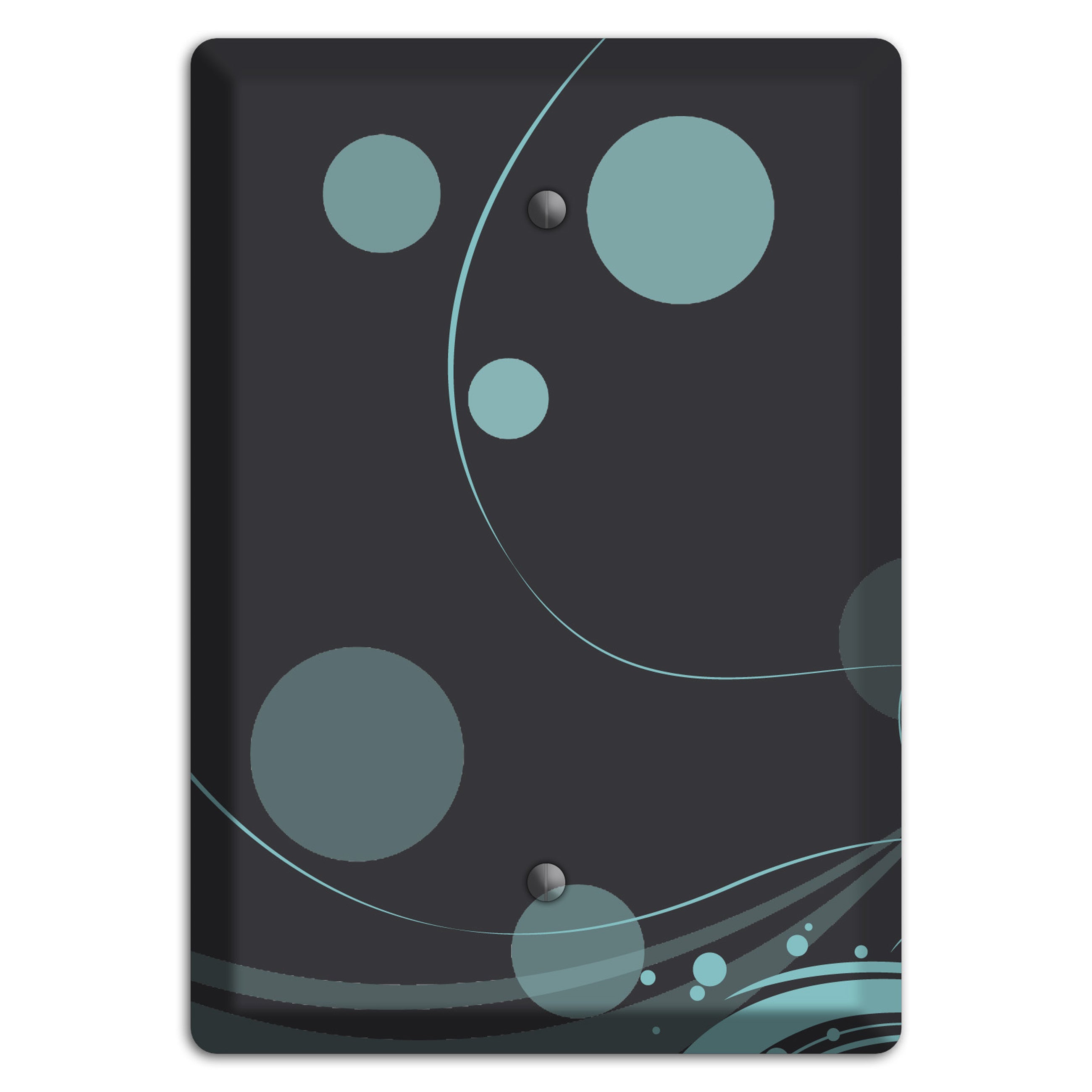 Dark Grey with Blue-grey Dots and Swirls Blank Wallplate