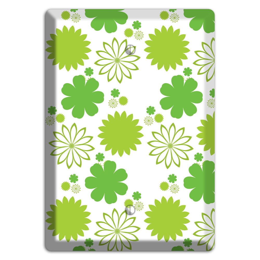 White with Multi Green Floral Contour Blank Wallplate