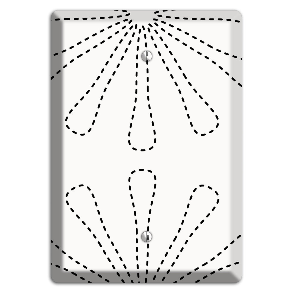 White with Black Retro Stipple Floral Contour Blank Wallplate