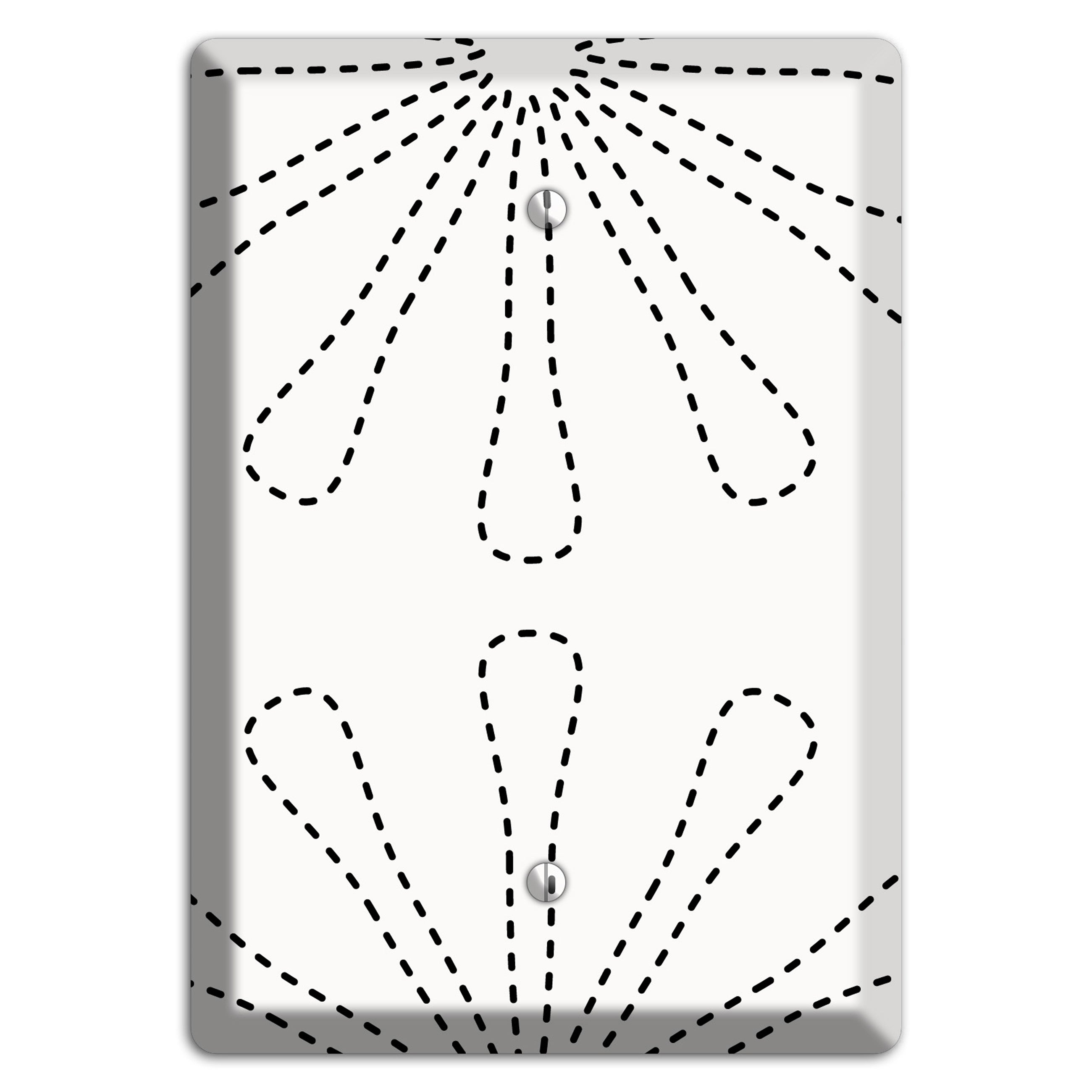 White with Black Retro Stipple Floral Contour Blank Wallplate