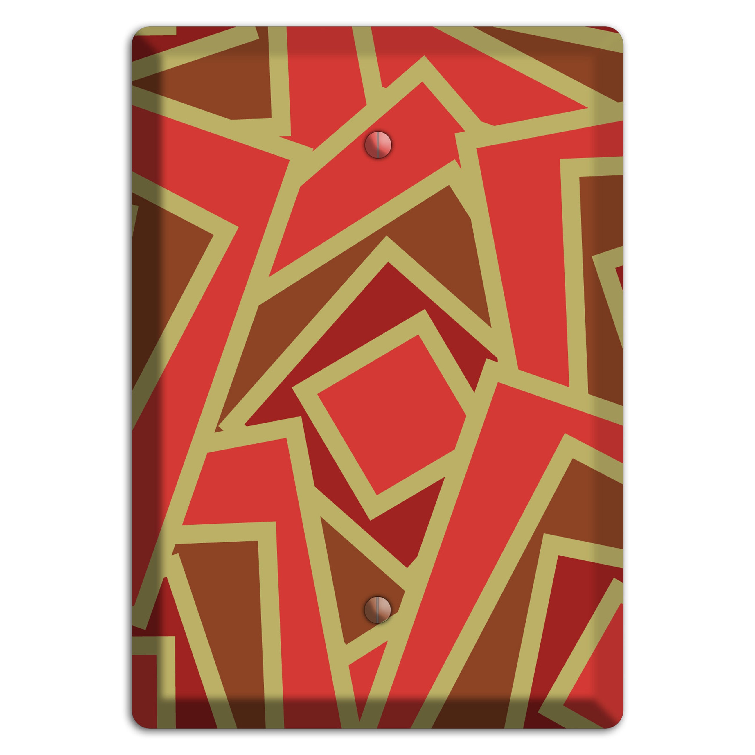 Red and Brown Retro Cubist Blank Wallplate