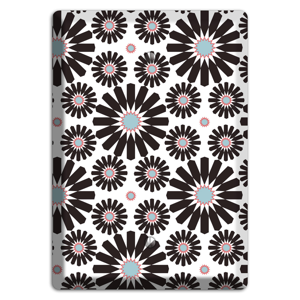 Dusty Blue Maroon Scandinavian Floral 3 Blank Wallplate
