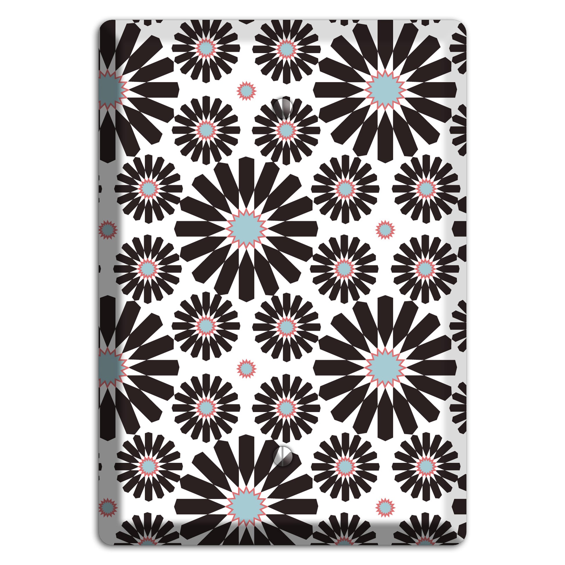 Dusty Blue Maroon Scandinavian Floral 3 Blank Wallplate