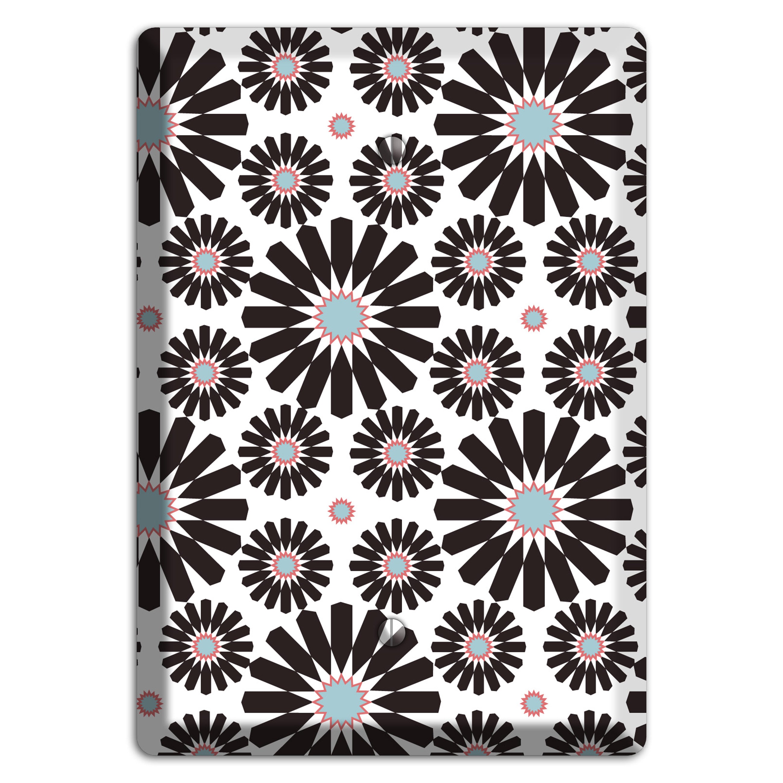 Dusty Blue Maroon Scandinavian Floral 3 Blank Wallplate