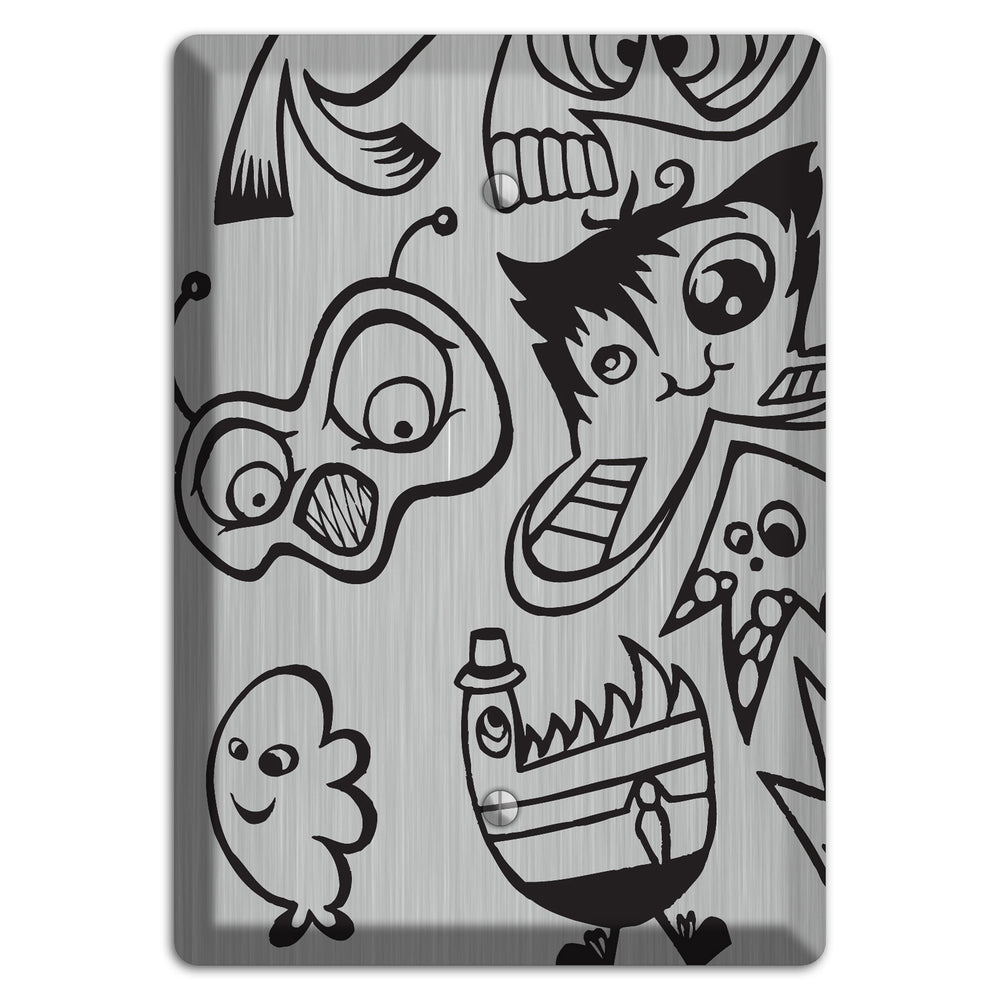Whimsical Faces 3 Stainless Steel Blank Wallplate