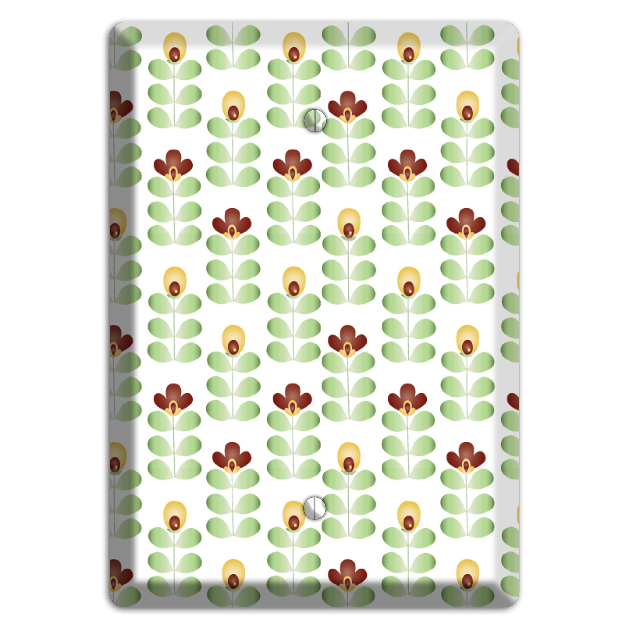 Light Green Deco Floral Half Drop Blank Wallplate