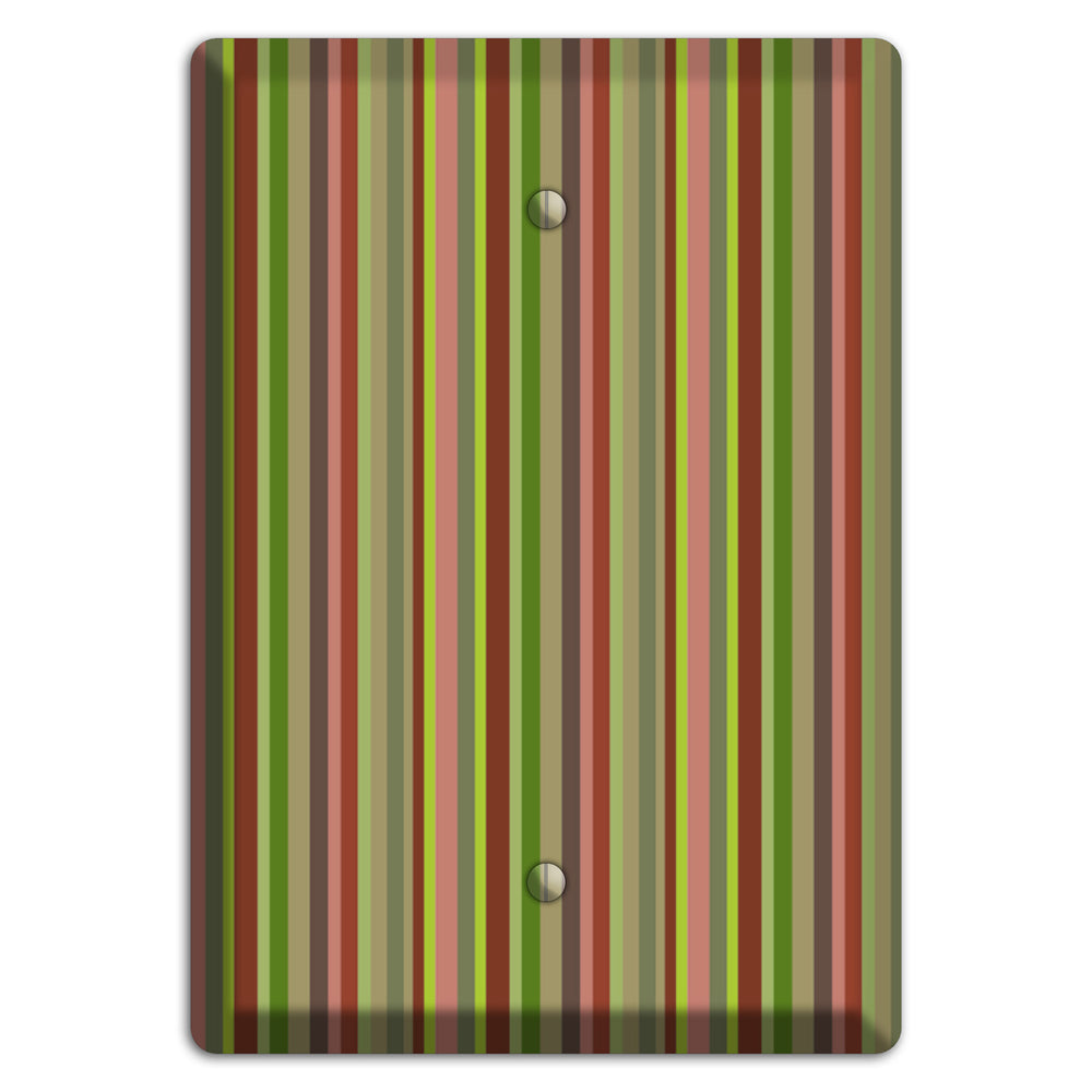 Multi Olive Burgundy Vertical Stripes Blank Wallplate