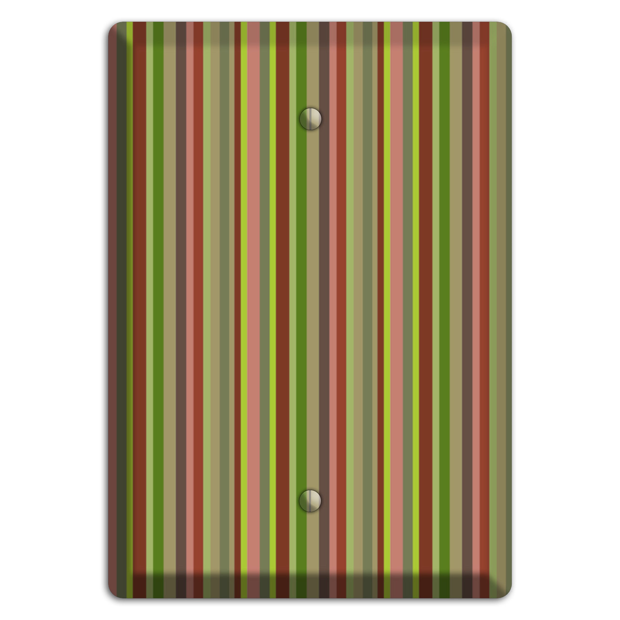 Multi Olive Burgundy Vertical Stripes Blank Wallplate