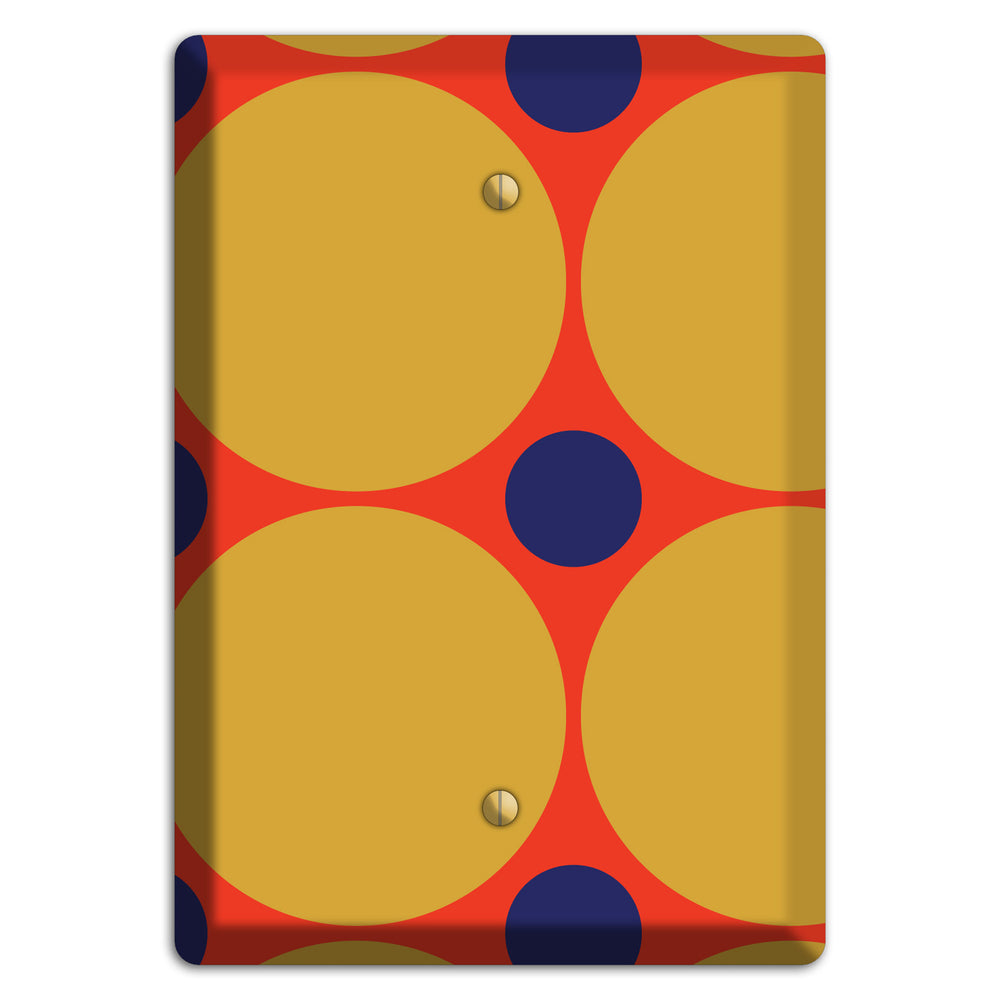 Red with Mustard and Blue Multi Tiled Large Dots Blank Wallplate