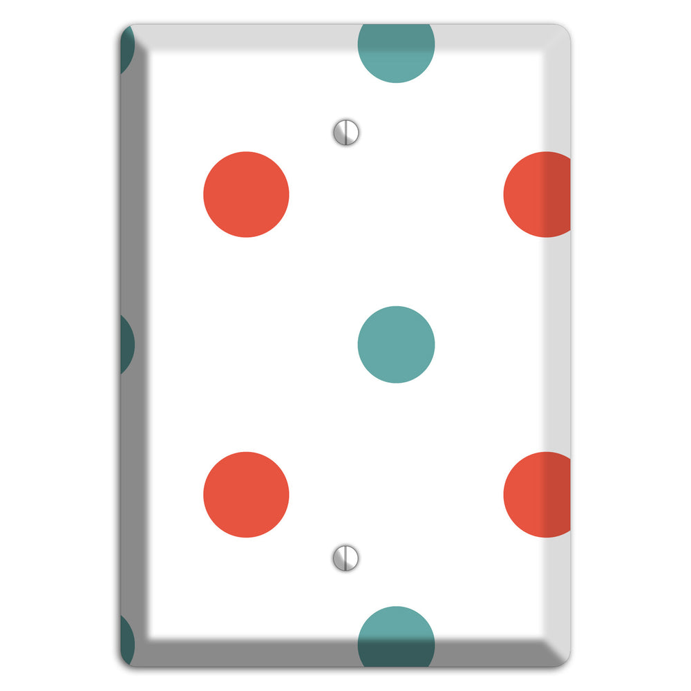 Aqua and Coral Medium Polka Dots Blank Wallplate