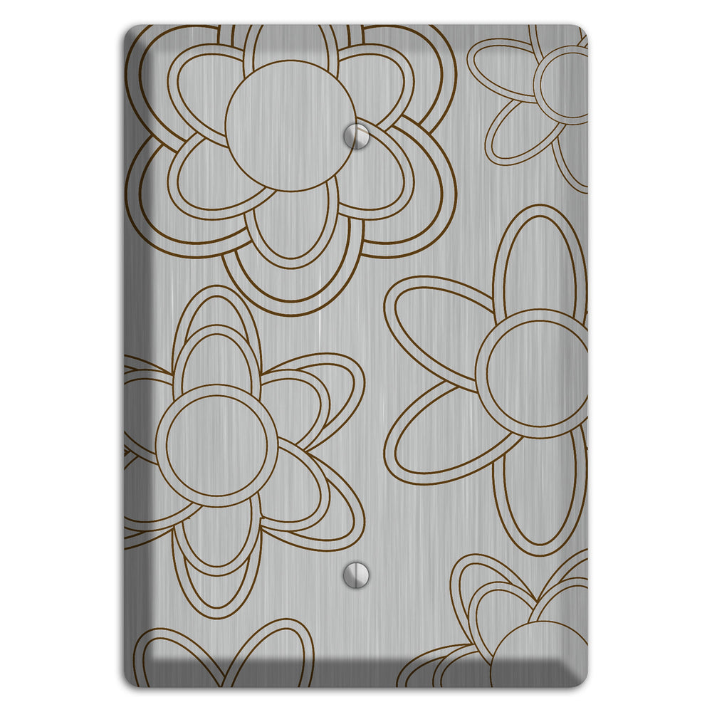Retro Floral Contour Stainless Steel Blank Wallplate