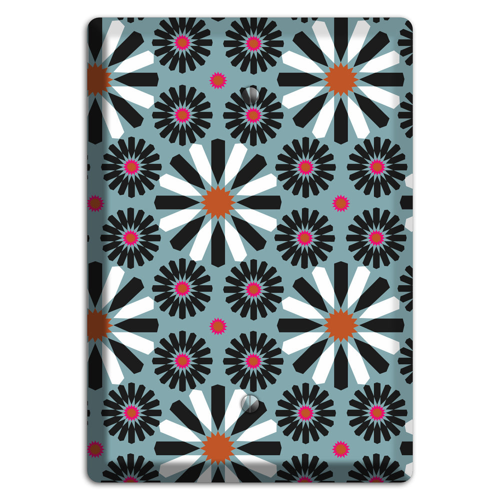 Dusty Blue with Scandinavian Floral Blank Wallplate