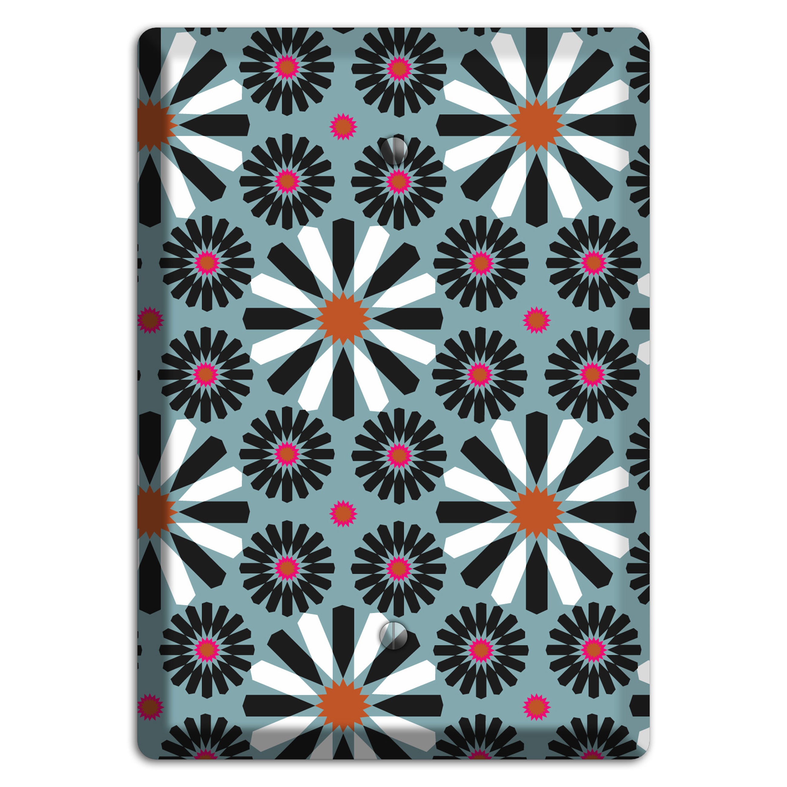 Dusty Blue with Scandinavian Floral Blank Wallplate